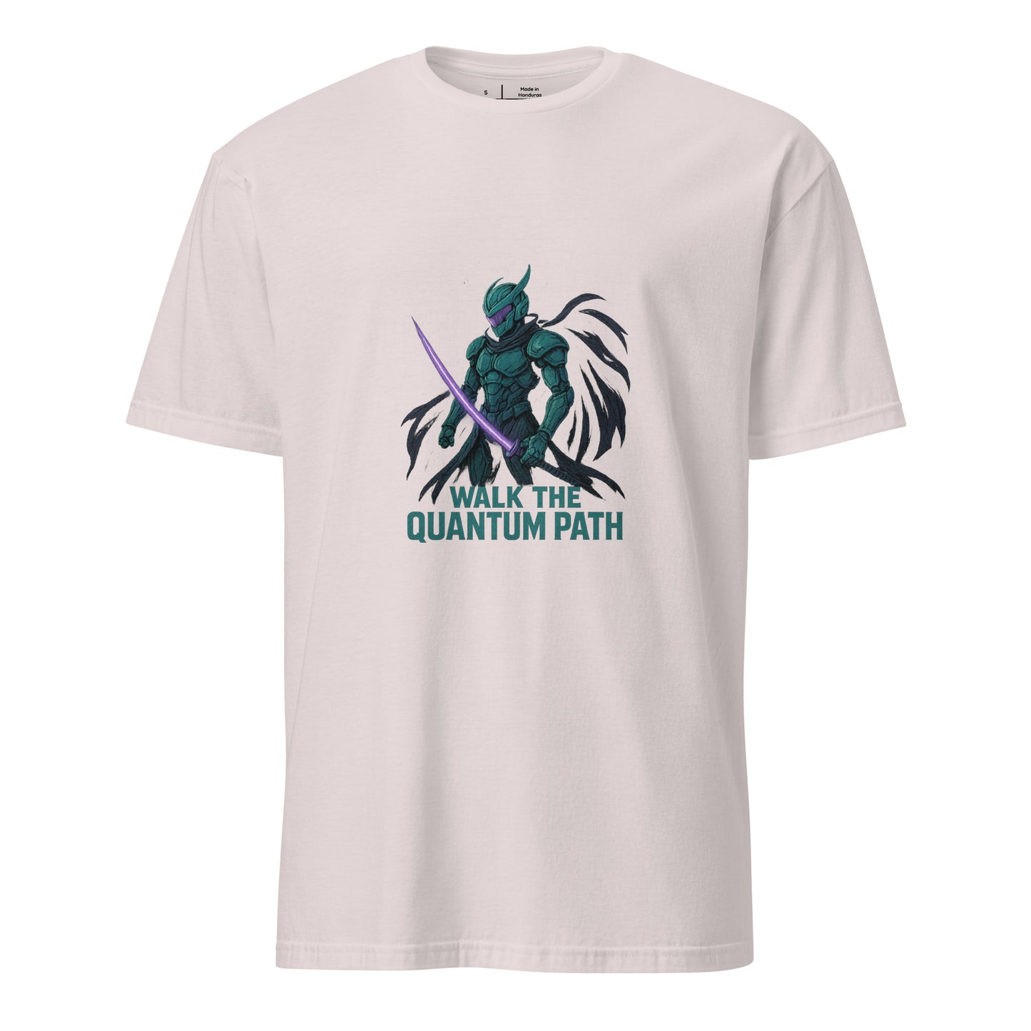Quantum Ronin Vanguard – “Walk the Quantum Path.” - Short-Sleeve Unisex T-Shirt - Graphic Tee - Ice Grey - Front