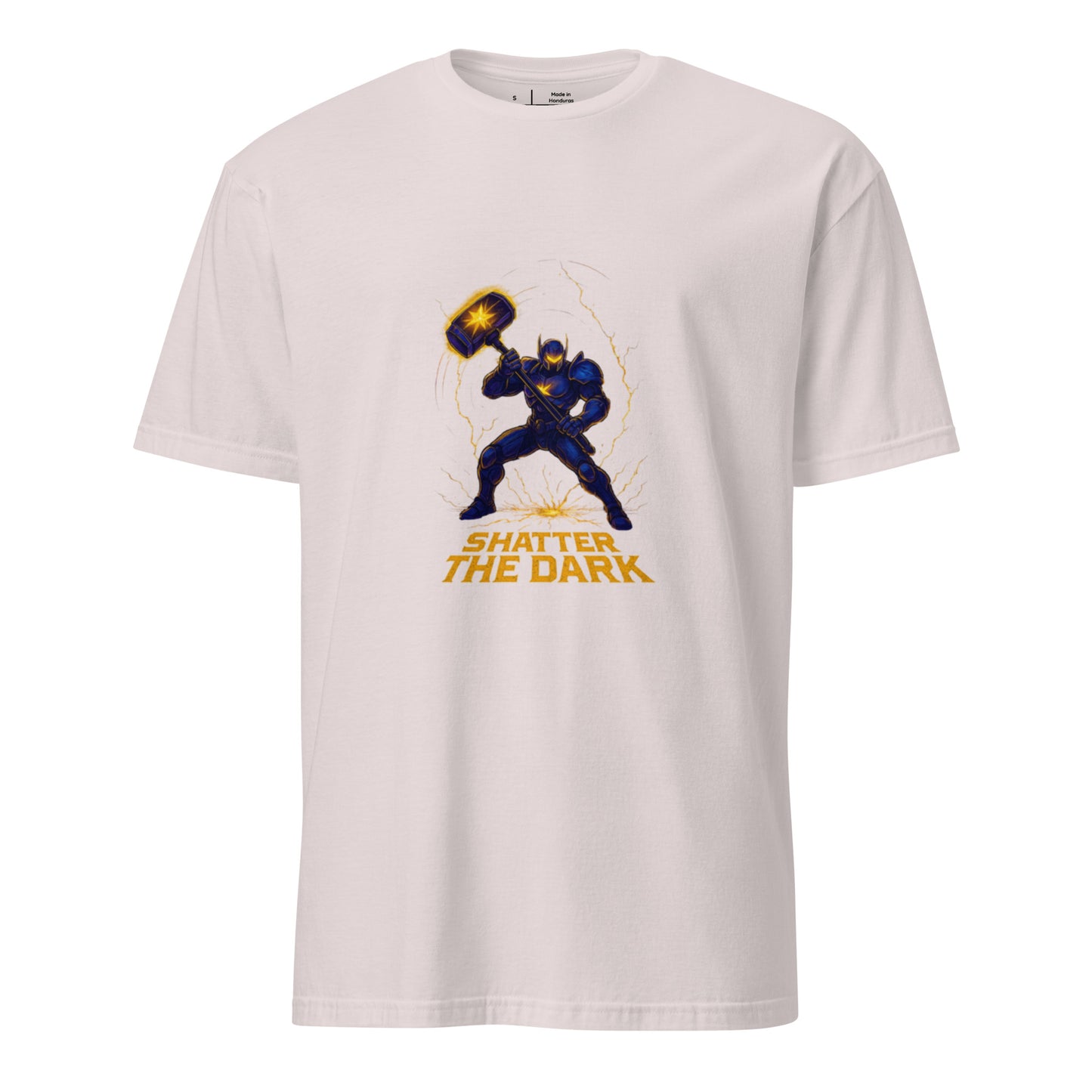 Starbreaker Pulse Knight – “Shatter the Dark." - Short-Sleeve Unisex T-Shirt - Graphic Tee - Ice Grey - Front