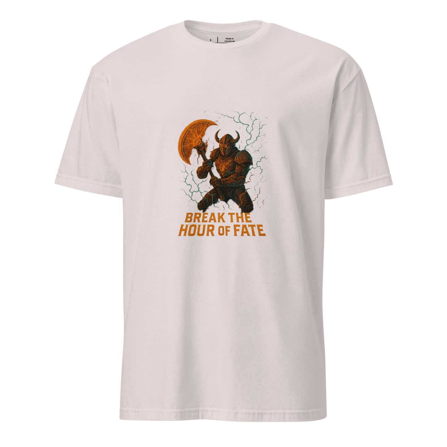 Chrono Forge Berserker – “Break the Hour of Fate.” - Short-Sleeve Unisex T-Shirt - Graphic Tee - Ice Grey - Front