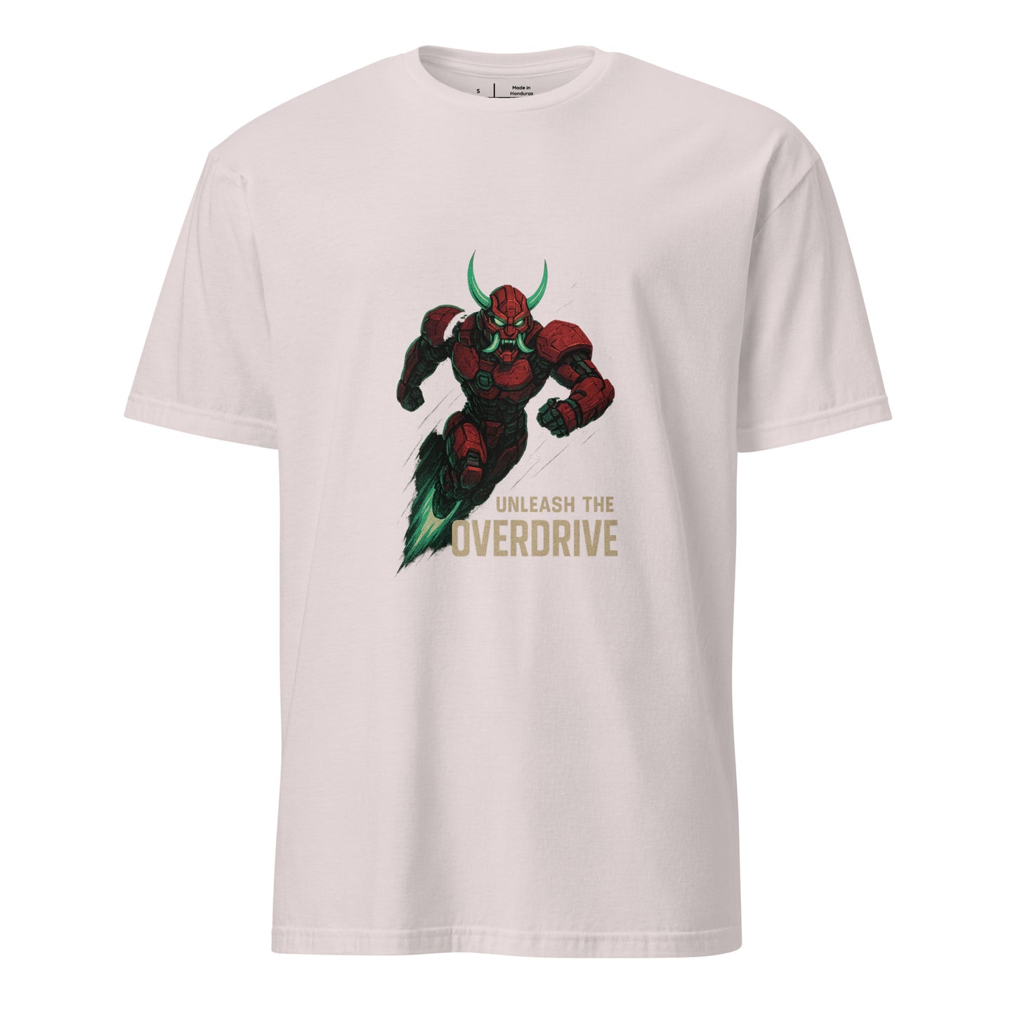 Cyber Oni Overdrive – “Unleash the Overdrive.” - Short-Sleeve Unisex T-Shirt - Graphic Tee - Ice Grey - Front