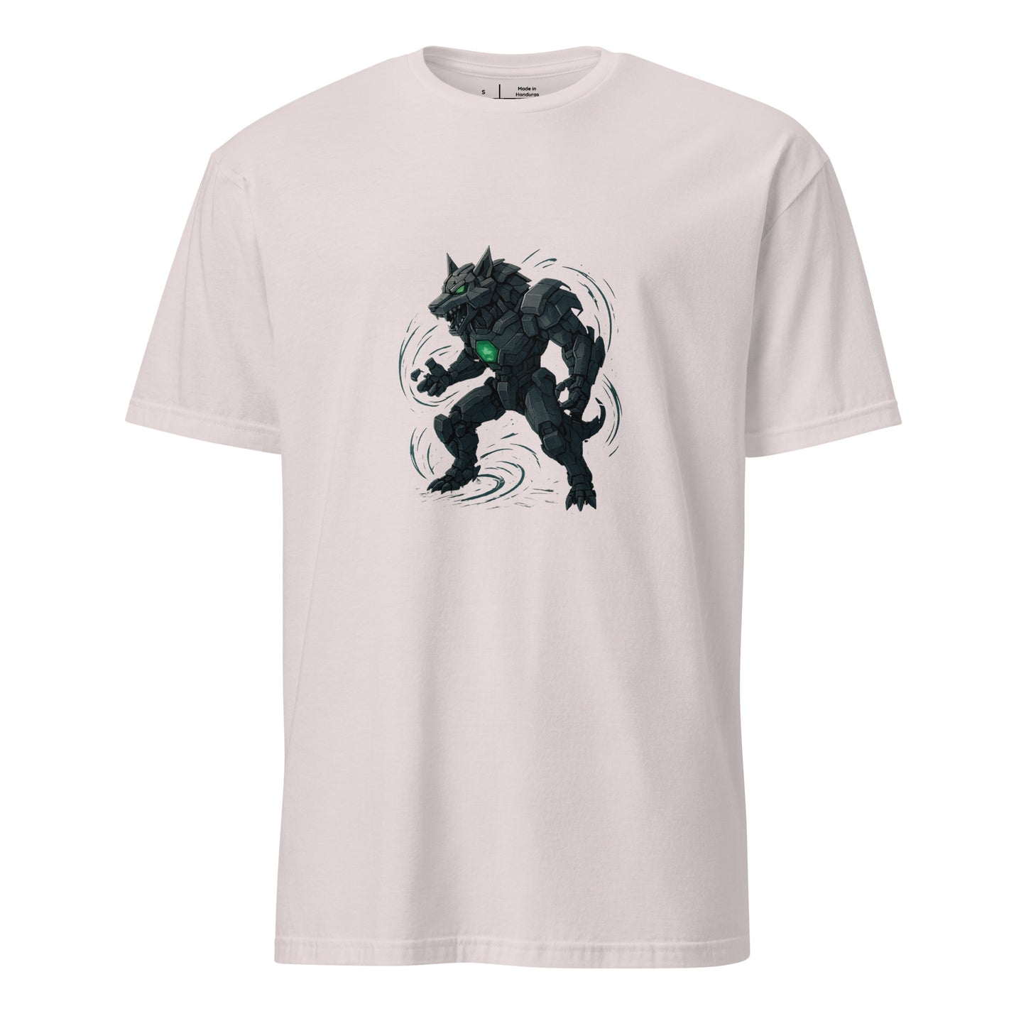 Mecha Direwolf Alpha – “Lead the Metal Hunt.” - Short-Sleeve Unisex T-Shirt - Graphic Tee - Ice Grey - Front