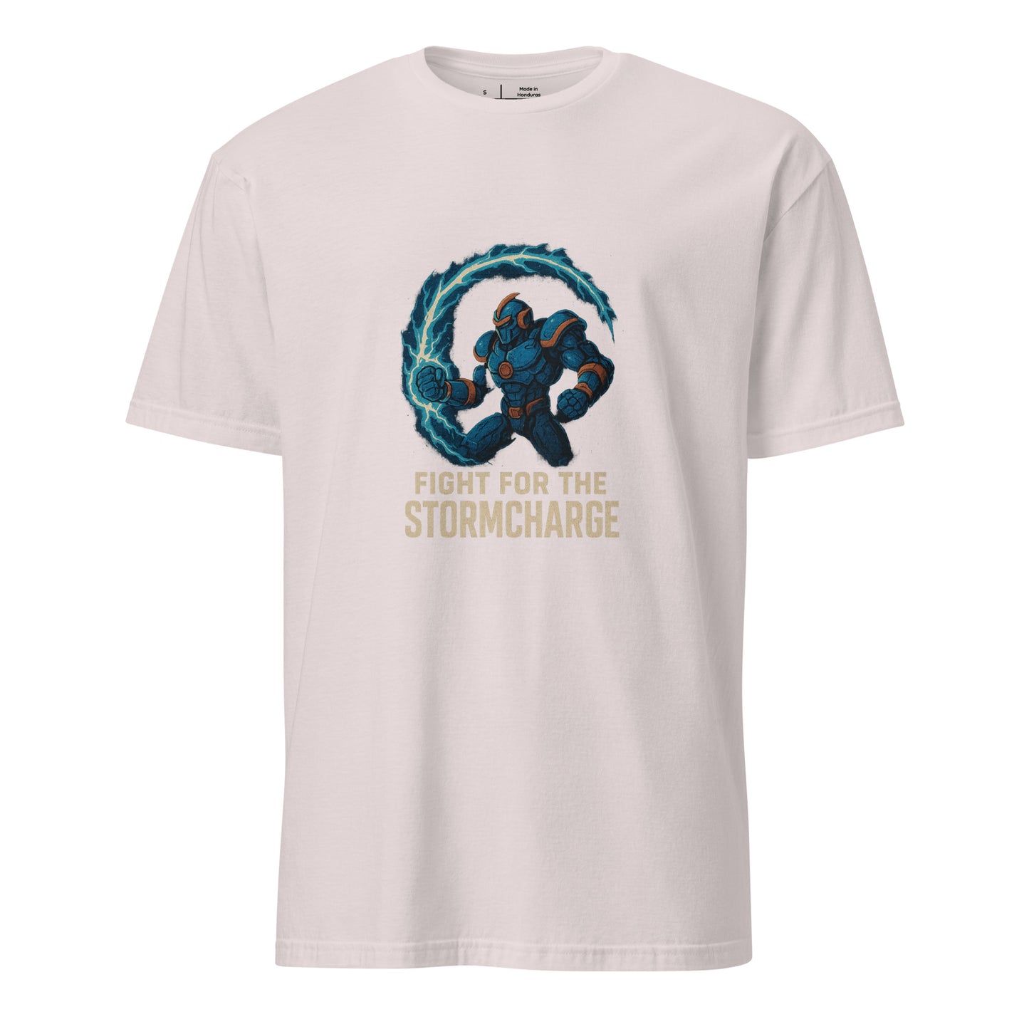 Arcstorm Gladiator – “Fight for the Stormcharge.” - Short-Sleeve Unisex T-Shirt - Graphic Tee - Ice Grey - Front