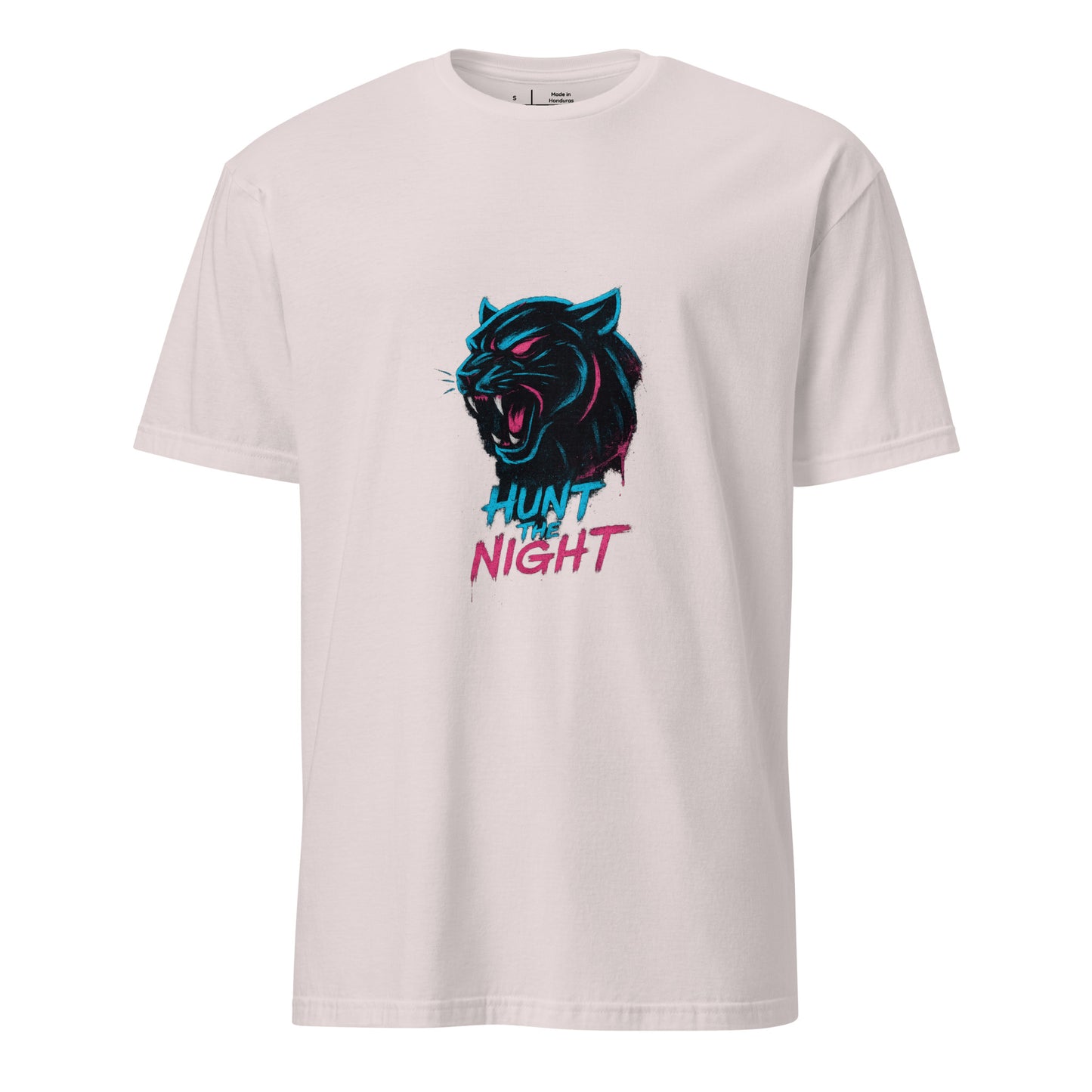 Neon Graff Panther – “Hunt the Night.” - Short-Sleeve Unisex T-Shirt - Graphic Tee - Ice Grey - Front