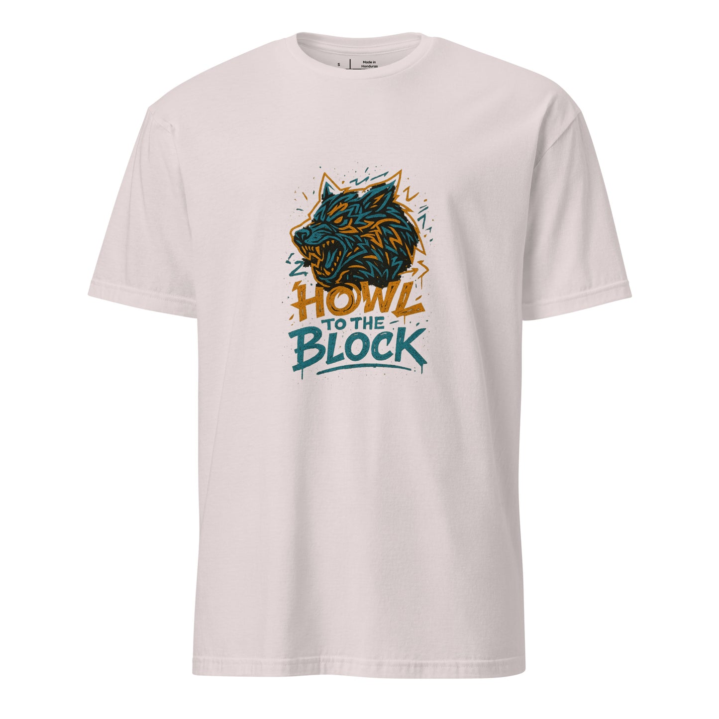 Graffiti Wolf Syndicate – Howl to the Block - Short-Sleeve Unisex T-Shirt - Graphic Tee - Ice Grey - Front