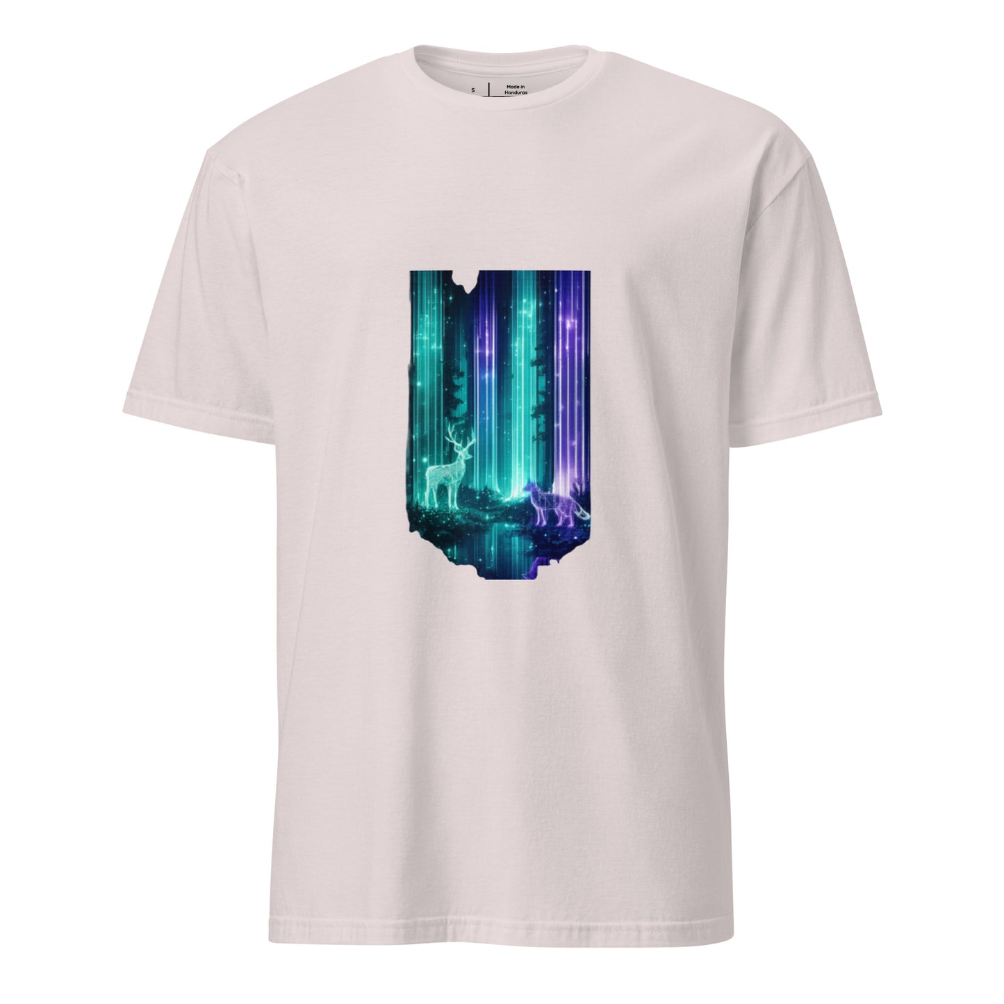 Quantum Forest – Digital Nature Fusion - Short-Sleeve Unisex T-Shirt - Graphic Tee - Ice Grey - Front