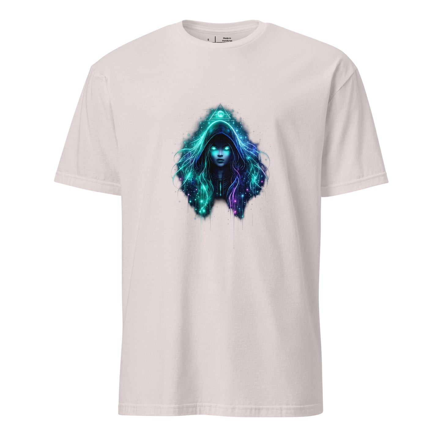 Cyber Oracle – Tech Spiritual - Short-Sleeve Unisex T-Shirt - Graphic Tee - Ice Grey - Front