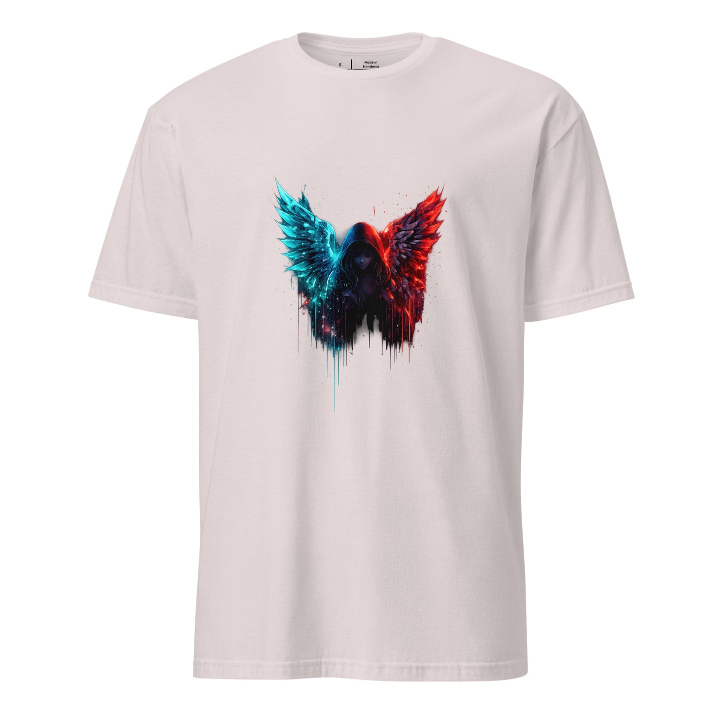 Neon Fallen Angel – Graffiti Glitch - Short-Sleeve Unisex T-Shirt - Graphic Tee - Ice Grey - Front