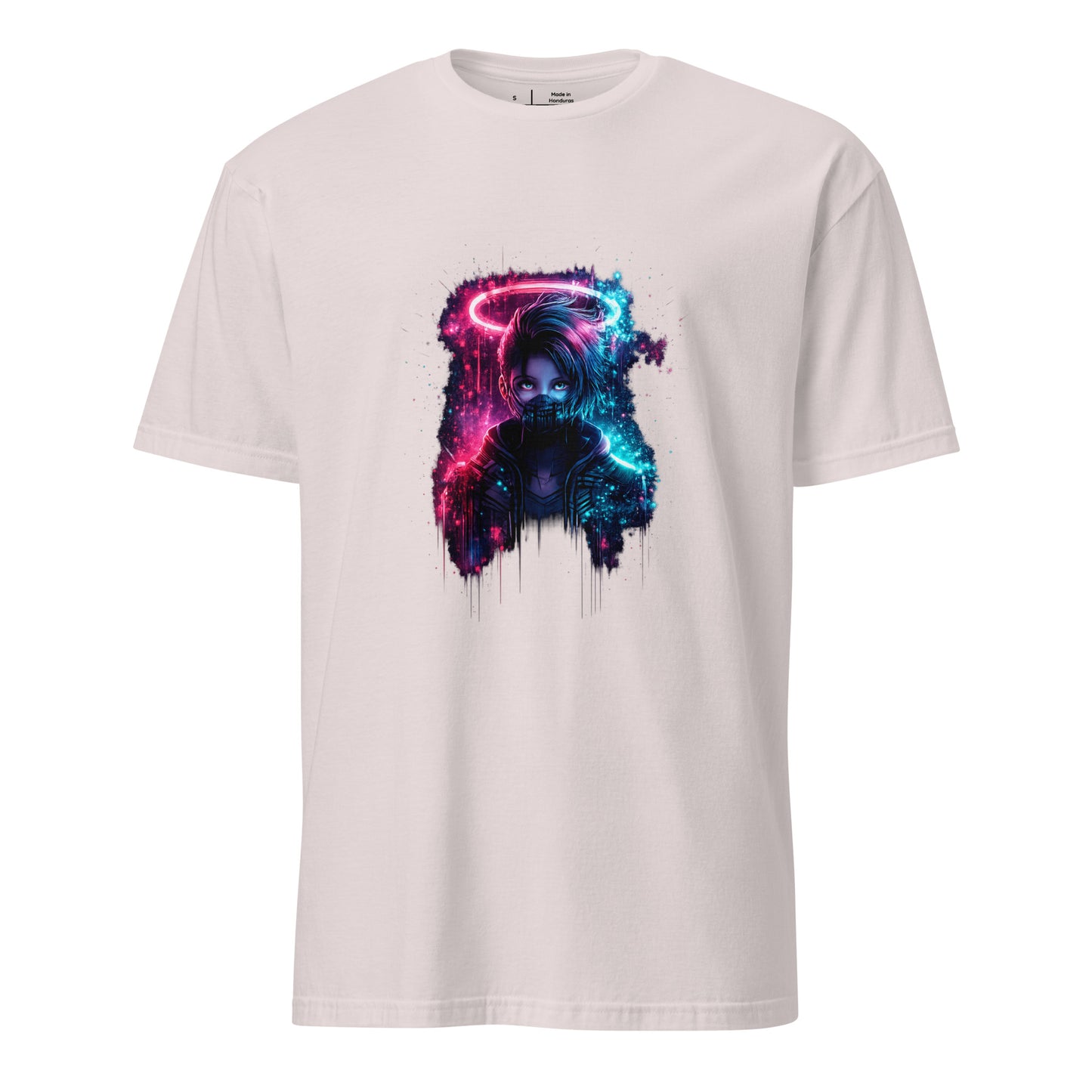 Digital Halo Riot Girl – Neon Graffiti - Short-Sleeve Unisex T-Shirt - Graphic Tee - Ice Grey - Front