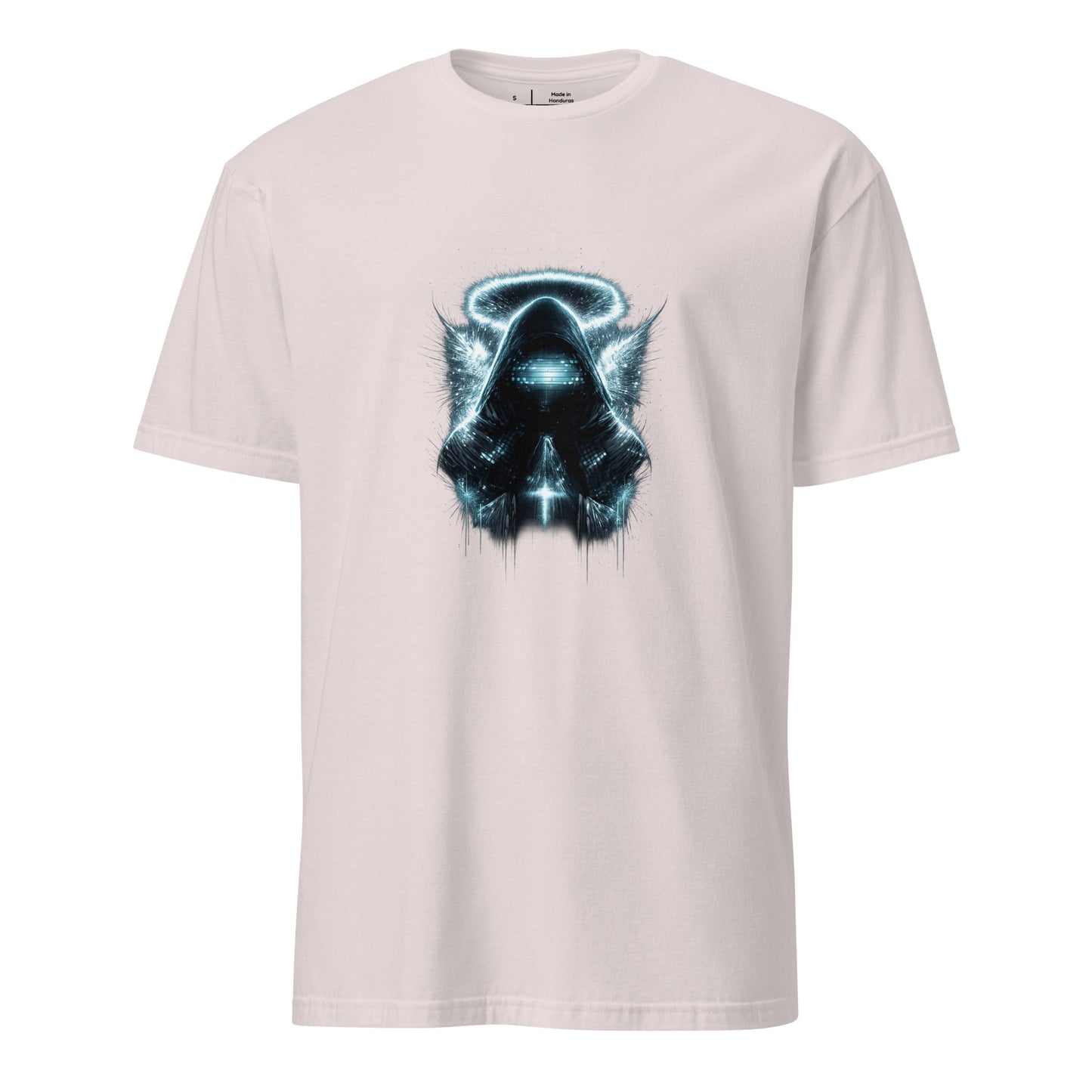 Neon Saint Of Static – Analog Glitch - Short-Sleeve Unisex T-Shirt - Graphic Tee - Ice Grey - Front