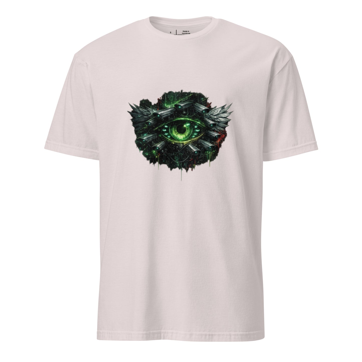Neon Surveillance Society – Anti-System - Short-Sleeve Unisex T-Shirt - Graphic Tee - Ice Grey - Front