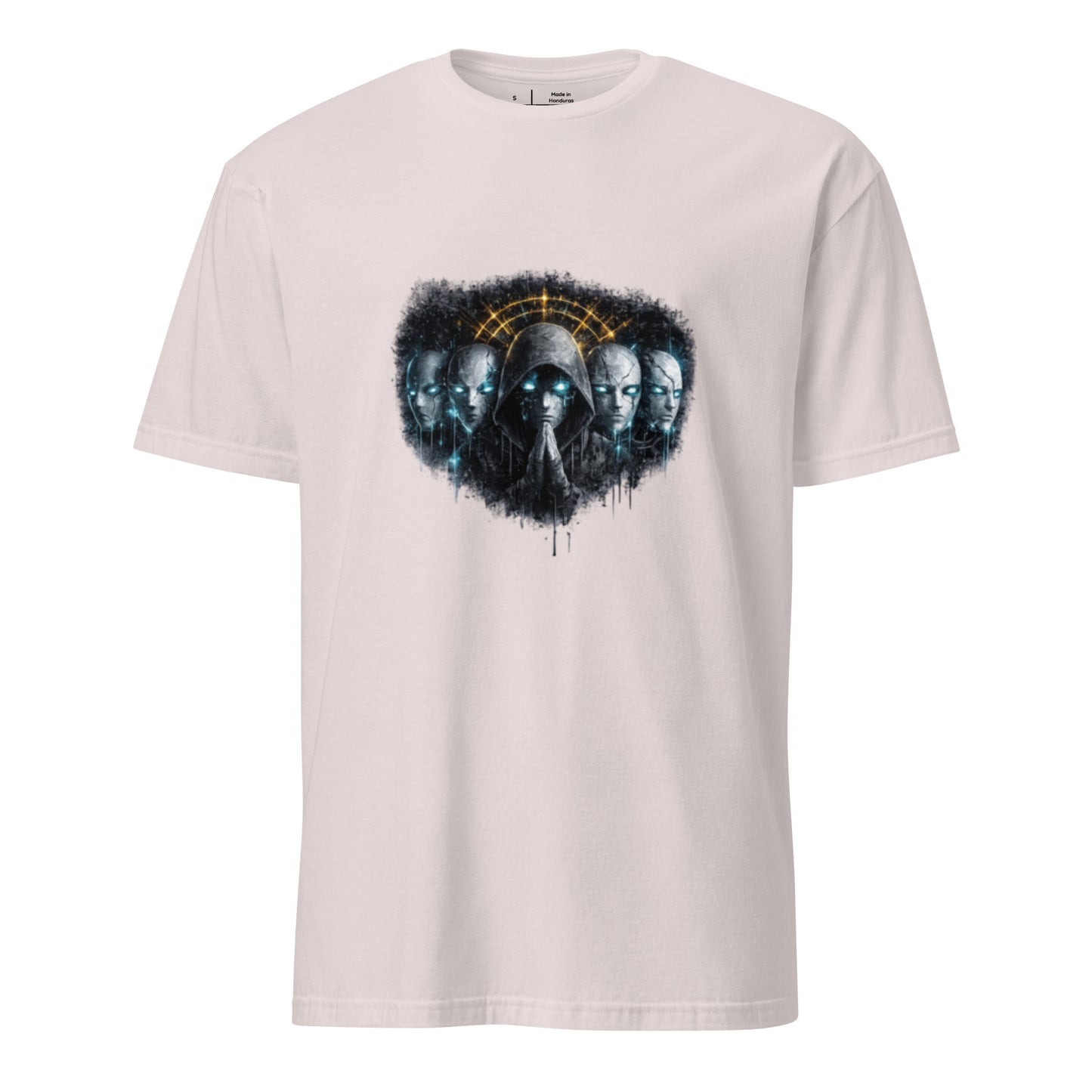 Digital Mask Society – Identity & Anonymity - Short-Sleeve Unisex T-Shirt - Graphic Tee - Ice Grey - Front