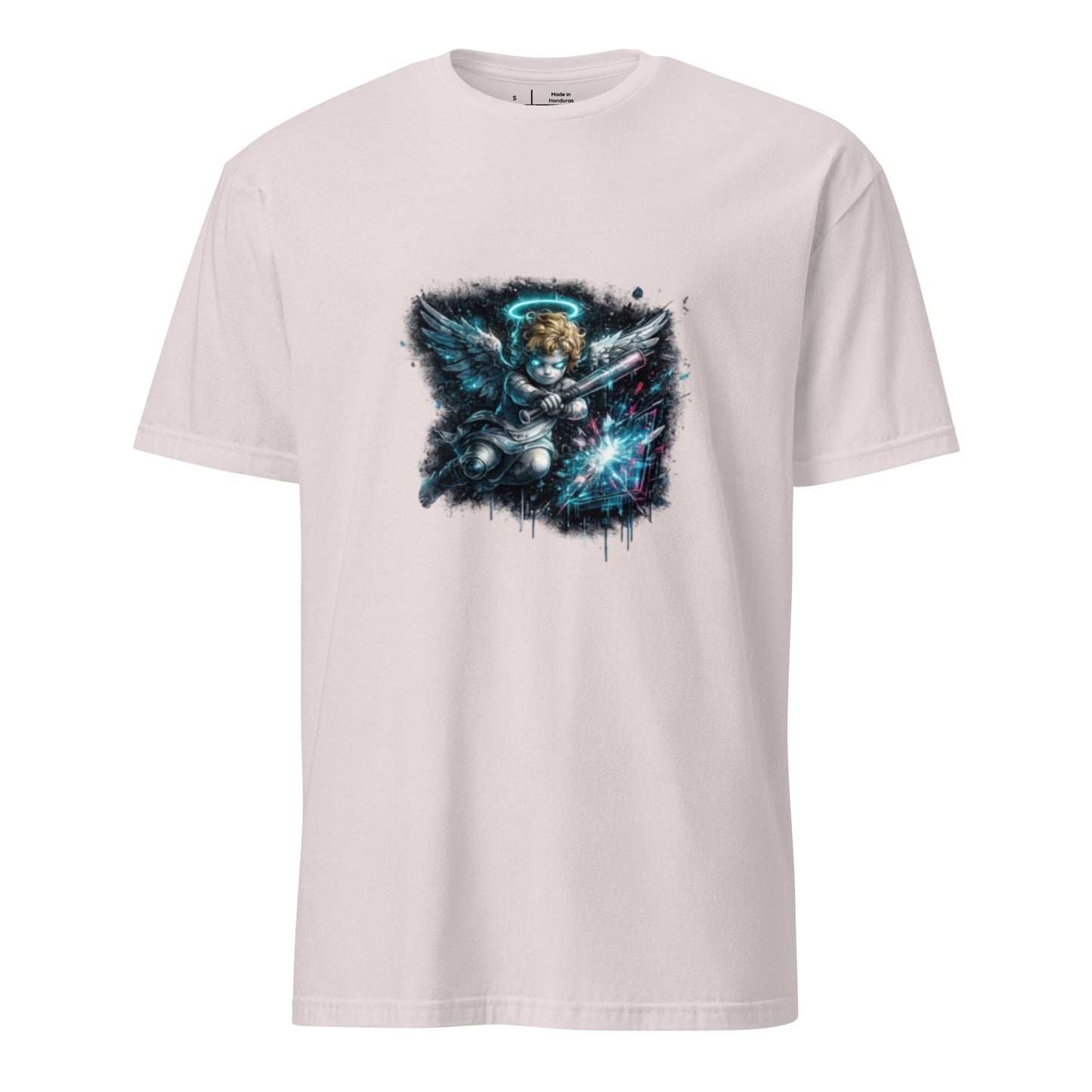 Neon Riot Cherub – Cute Rebellion - Short-Sleeve Unisex T-Shirt - Graphic Tee - Ice Grey - Front
