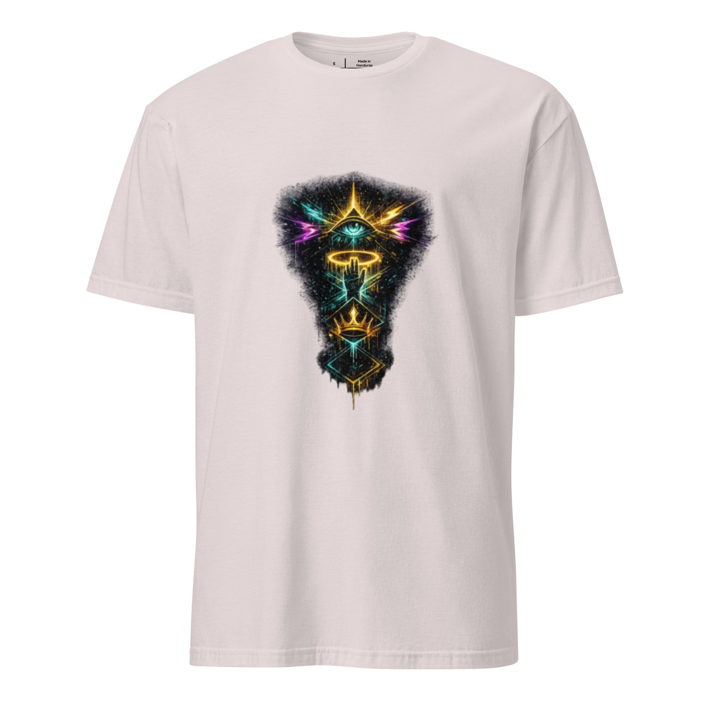 Neon Street Totem – Urban Spirituality - Short-Sleeve Unisex T-Shirt - Graphic Tee - Ice Grey - Front
