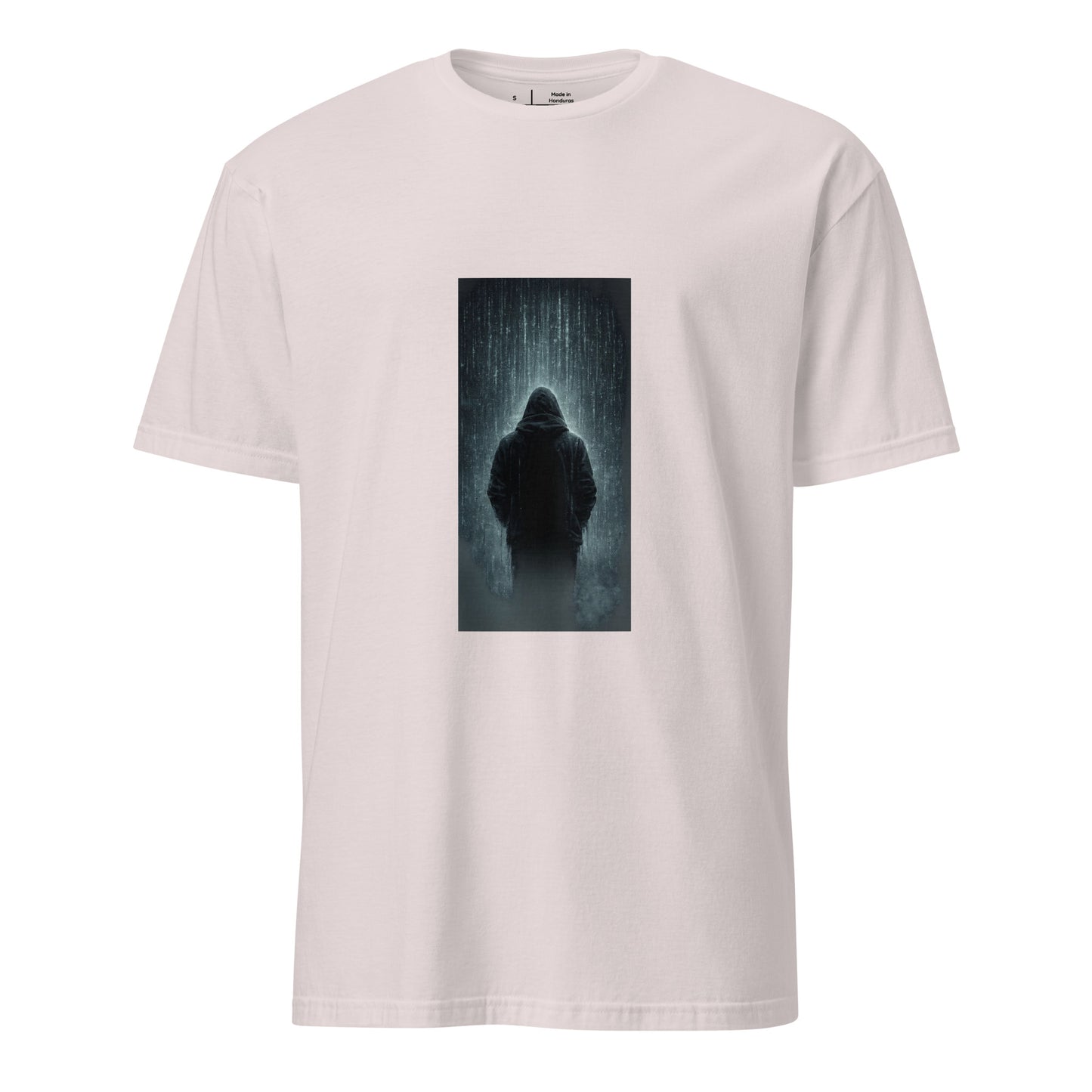 After The Noise – Minimal Cyber Noir - Short-Sleeve Unisex T-Shirt - Graphic Tee - Ice Grey - Front