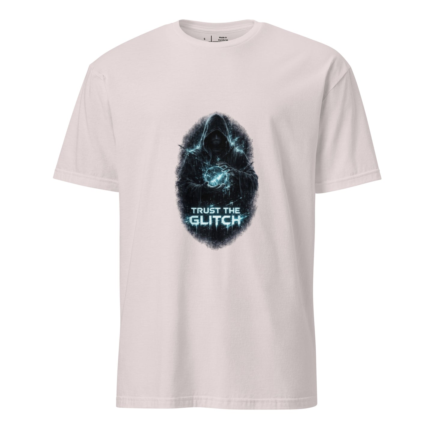 Trust The Glitch – Cyber Mystic - Short-Sleeve Unisex T-Shirt - Graphic Tee - Ice Grey - Front