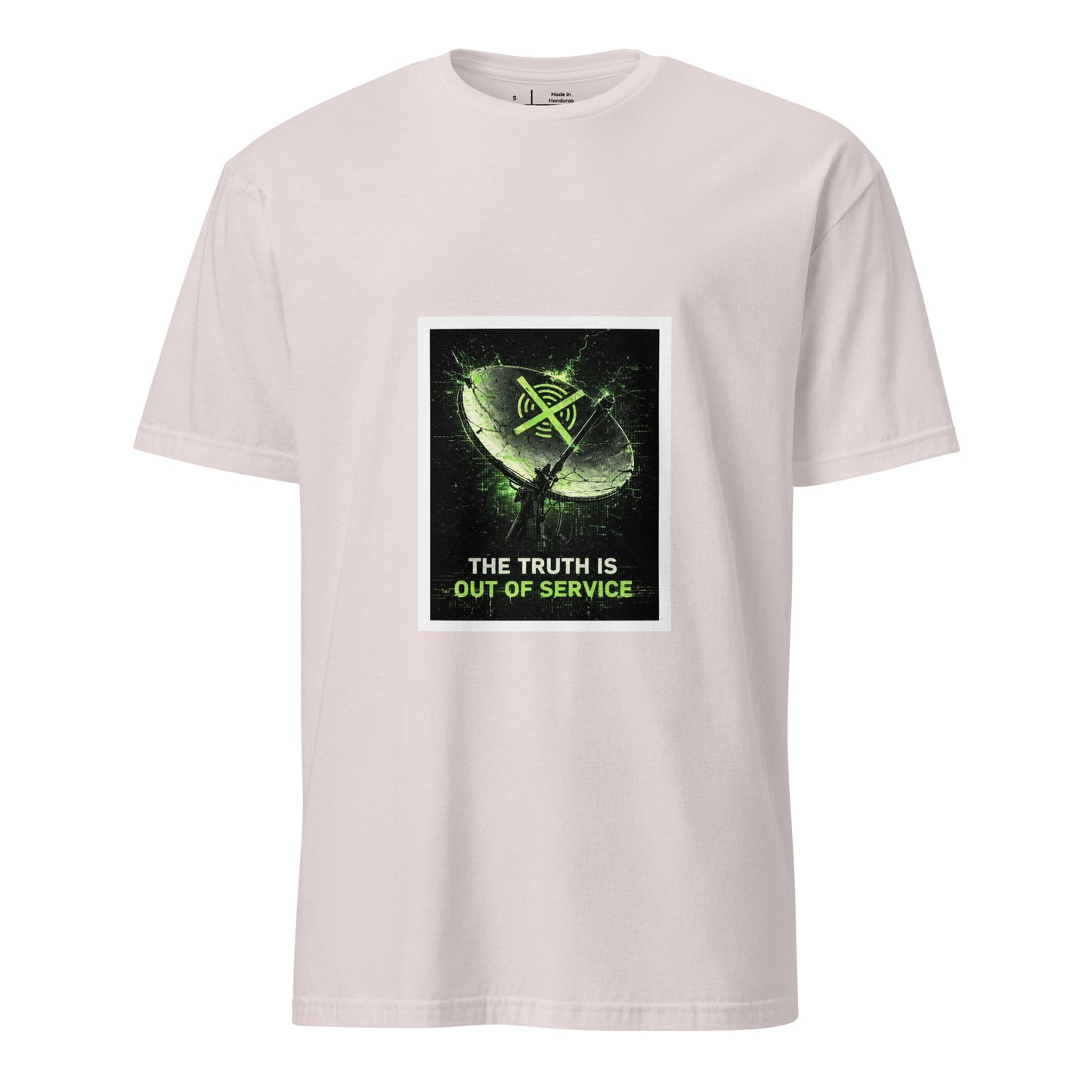 The Truth Is Out Of Service – Minimal Cyber Statement - Short-Sleeve Unisex T-Shirt - Graphic Tee - Ice Grey - Front