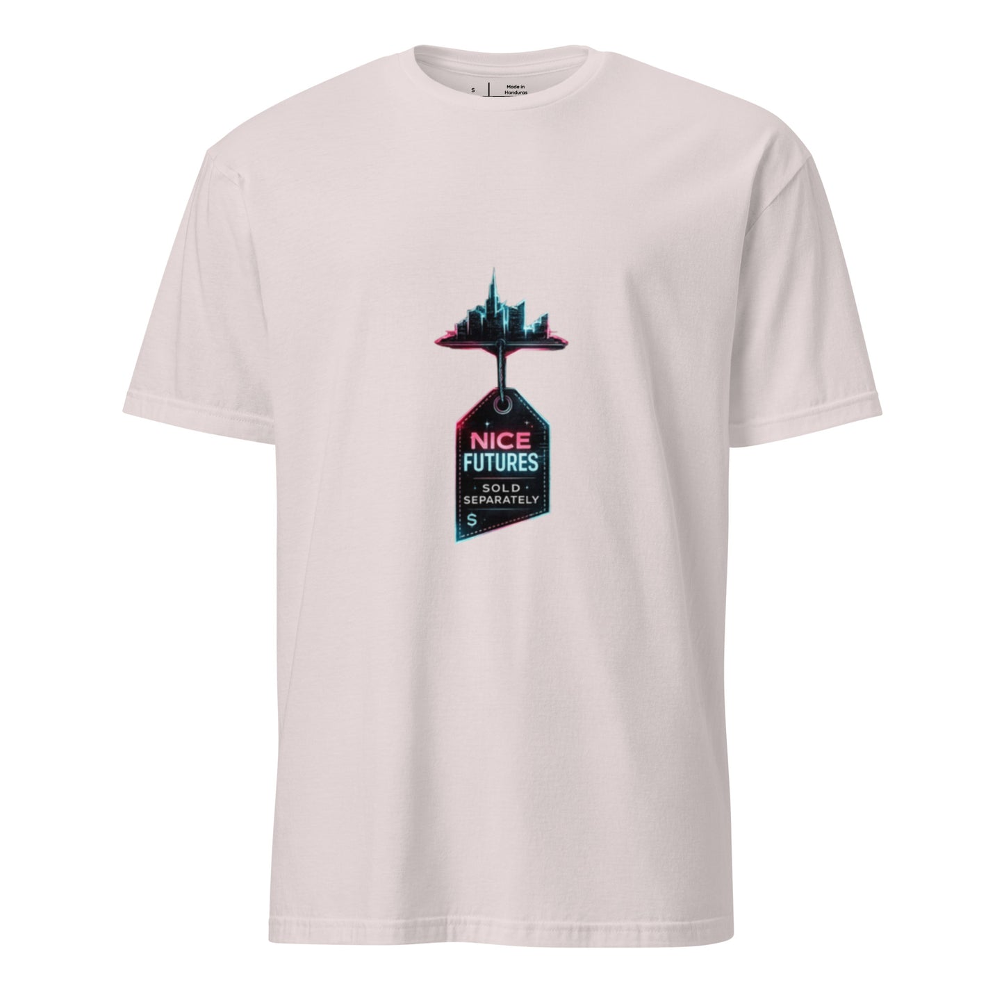 Nice Futures Sold Separately – Cyber Satire Streetwear - Short-Sleeve Unisex T-Shirt - Graphic Tee - Ice Grey - Front