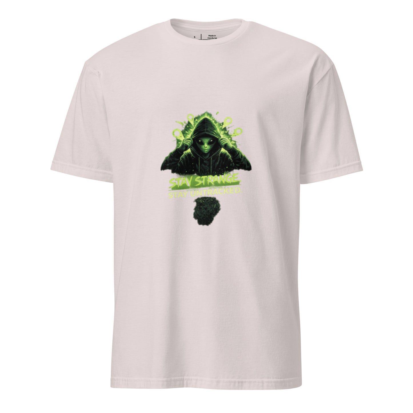 Stay Strange. Stay Untracked. – Alien Streetwear - Short-Sleeve Unisex T-Shirt - Graphic Tee - Ice Grey - Front