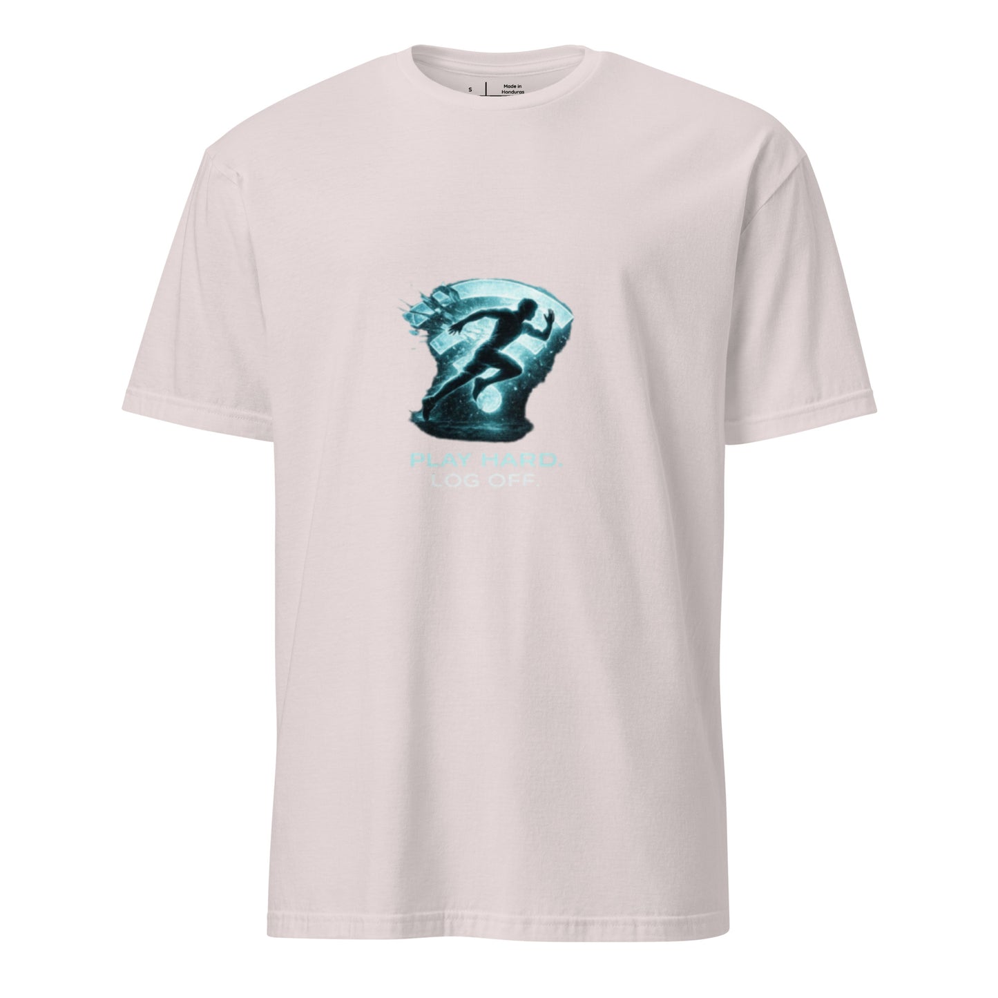 Play Hard. Log Off. – Sport Cyber - Short-Sleeve Unisex T-Shirt - Graphic Tee - Ice Grey - Front