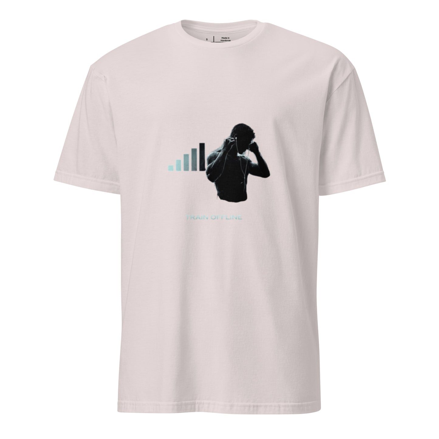 Train Offline – Minimal Gym - Short-Sleeve Unisex T-Shirt - Graphic Tee - Ice Grey - Front