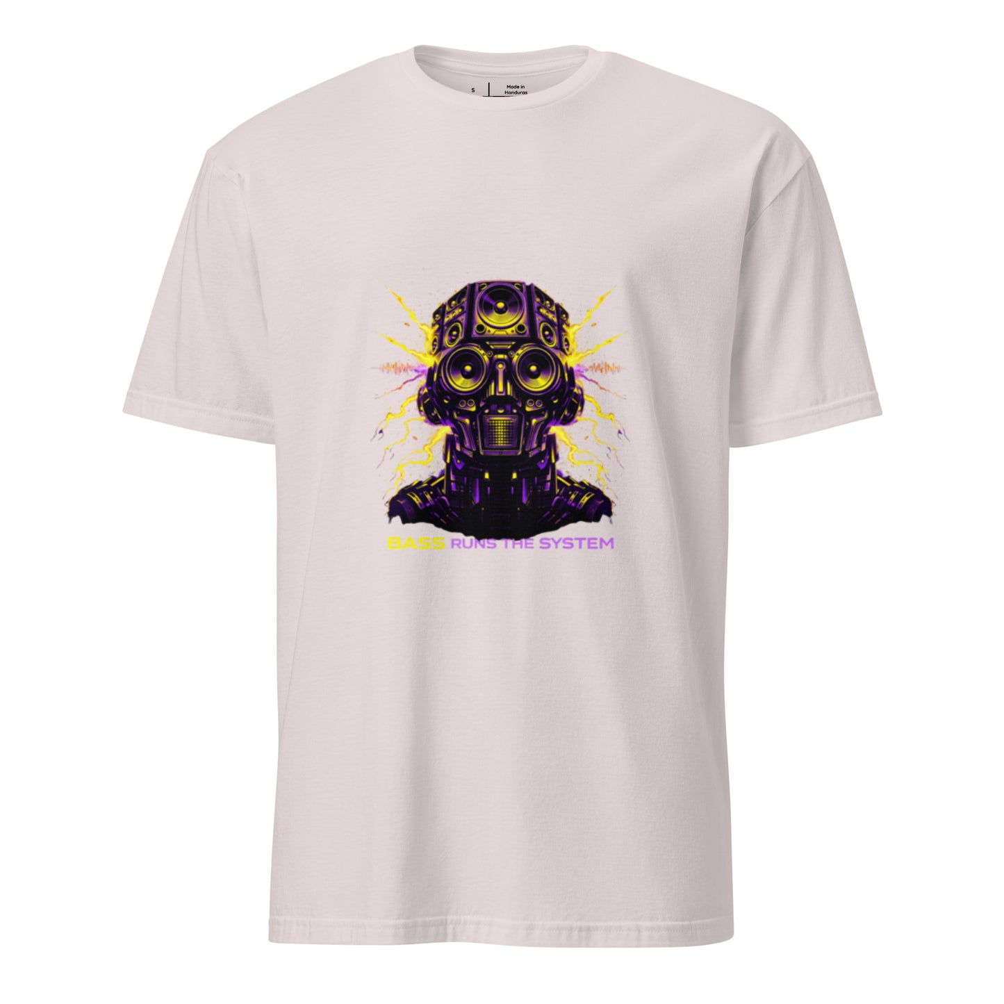 Bass Runs The System – Rave Festival Streetwear - Short-Sleeve Unisex T-Shirt - Graphic Tee - Ice Grey - Front
