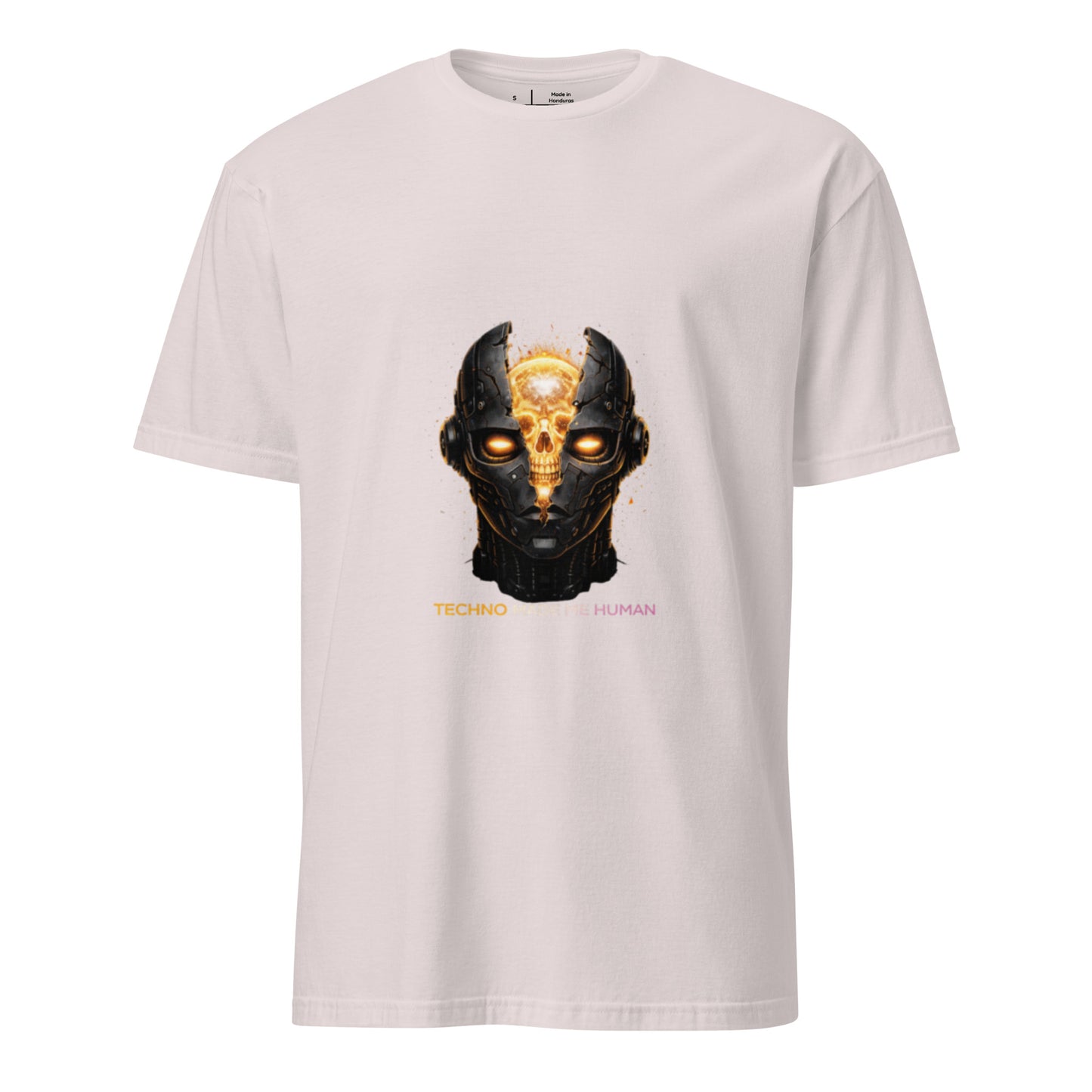Techno Made Me Human – Dark Cyber Streetwear - Short-Sleeve Unisex T-Shirt - Graphic Tee - Ice Grey - Front