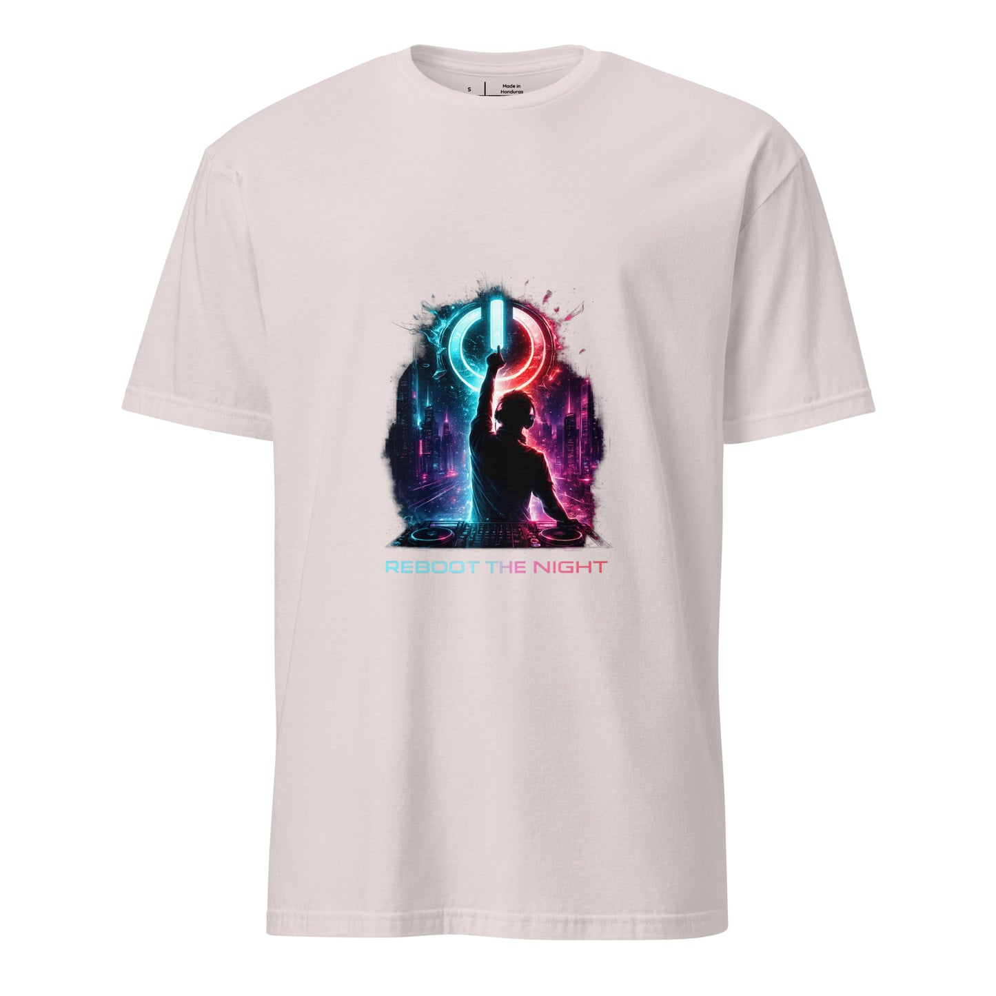 Reboot The Night – Cyber Club - Short-Sleeve Unisex T-Shirt -- Graphic Tee - Ice Grey - Front