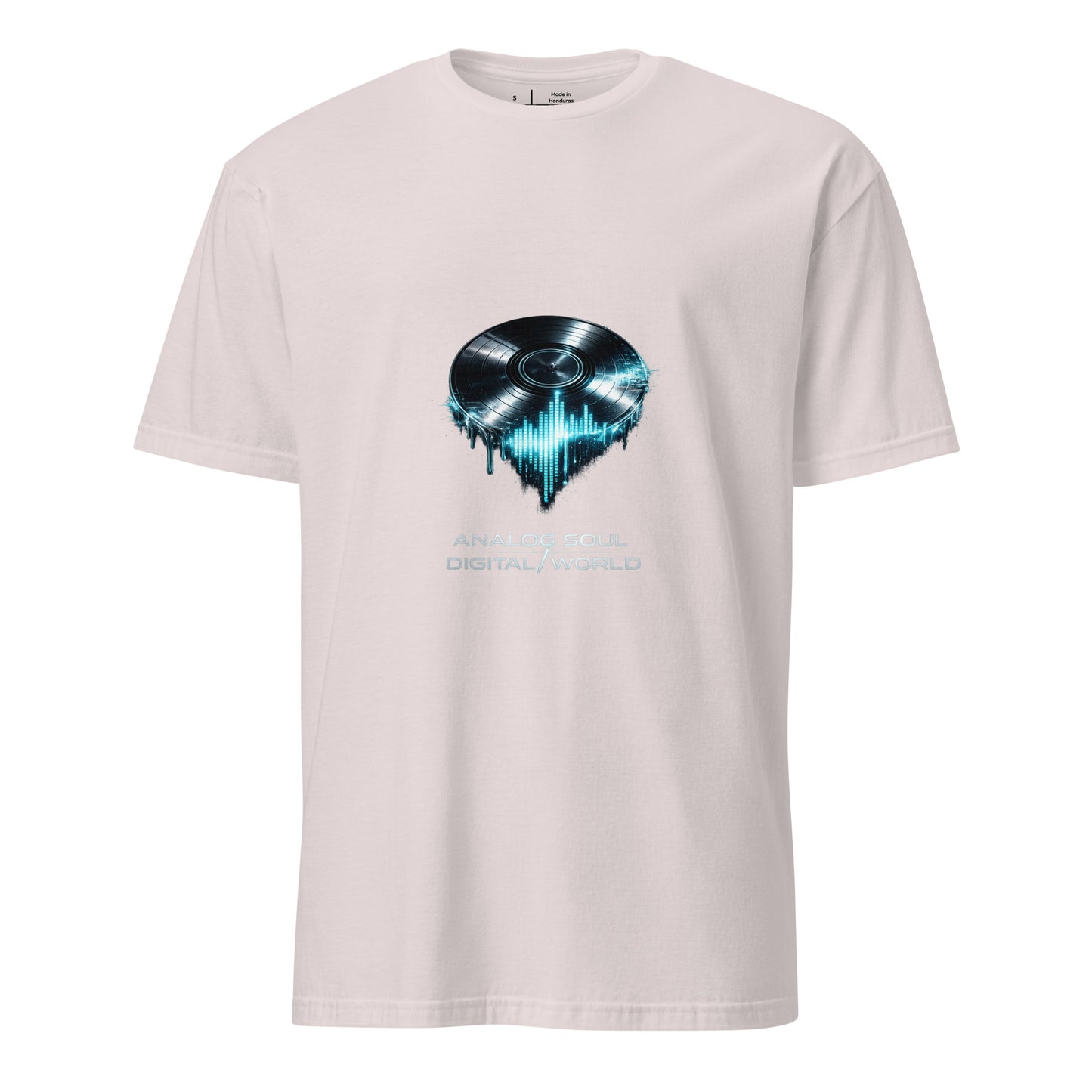Analog Soul / Digital World – Retro Cyber Music - Short-Sleeve Unisex T-Shirt - Graphic Tee - Ice Grey - Front