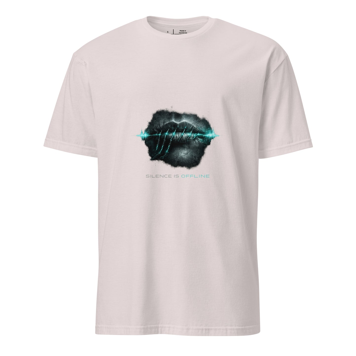 Silence Is Offline – Dark Cyber - Short-Sleeve Unisex T-Shirt - Graphic Tee - Ice Grey - Front