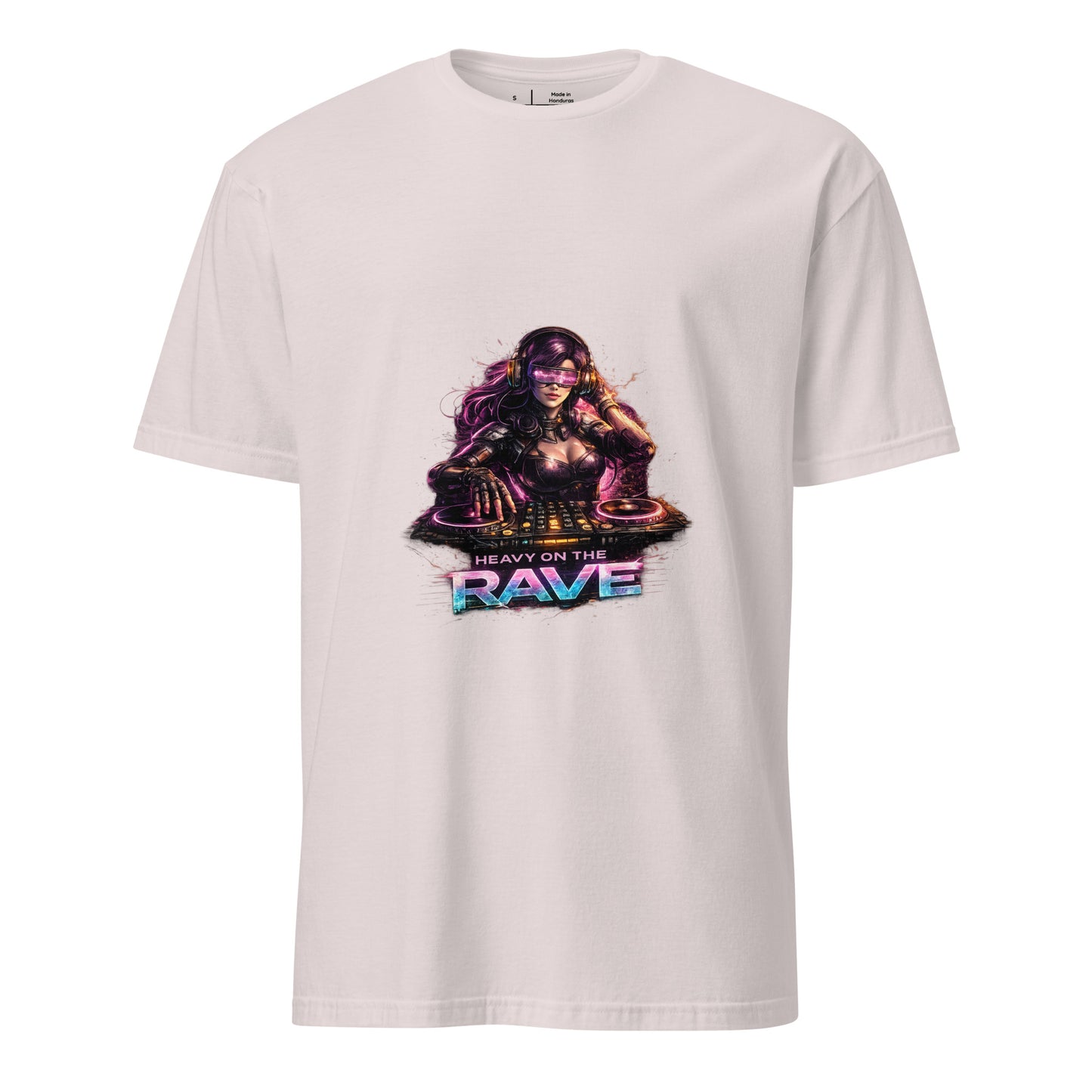 Heavy On The Rave – Cyber DJ Festival - Short-Sleeve Unisex T-Shirt - Graphic Tee - Ice Grey - Front