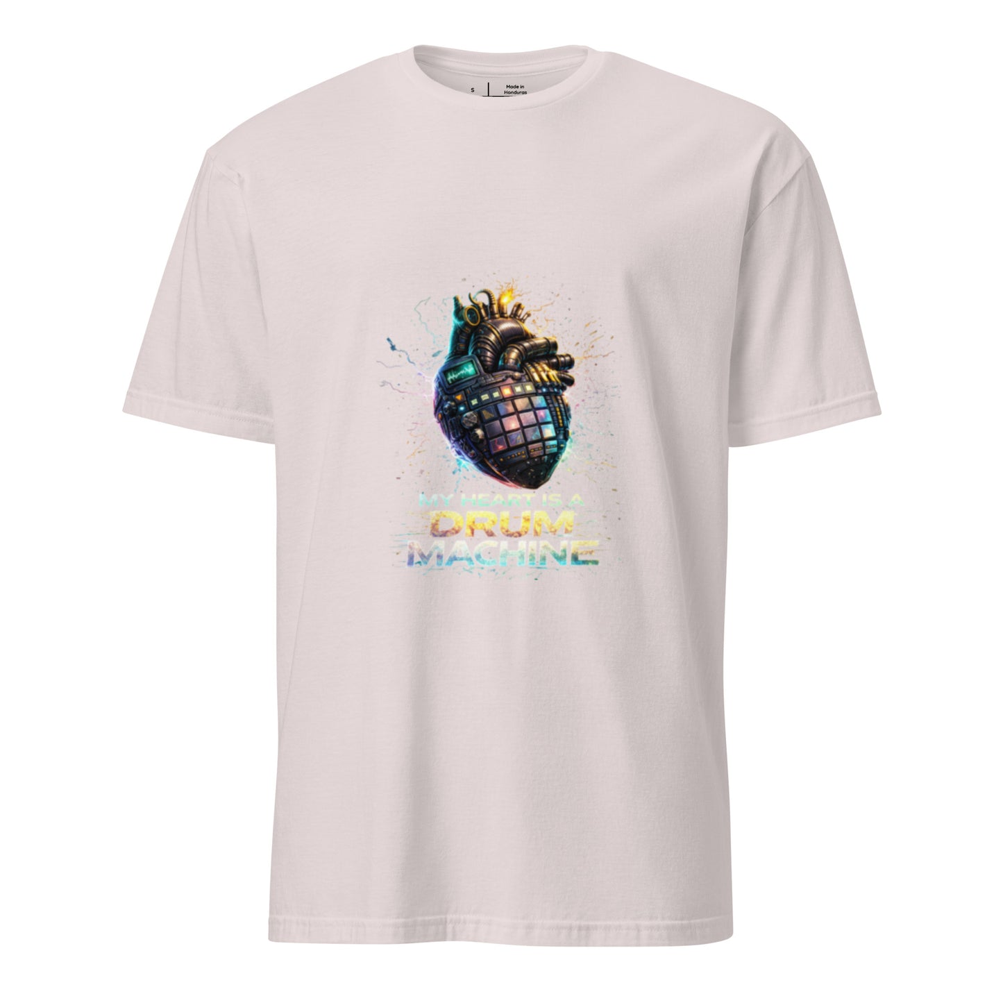 My Heart Is A Drum Machine – Cyber Rave - Short-Sleeve Unisex T-Shirt - Graphic Tee - Ice Grey - Front