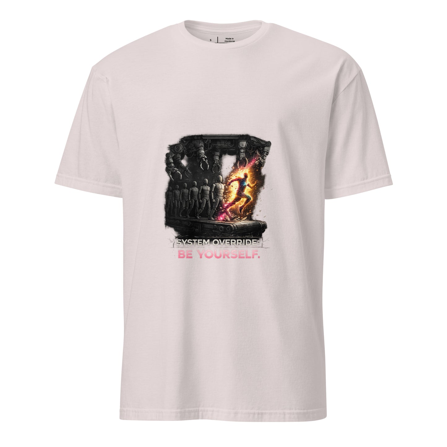 Be Yourself: System Override – Individuality Statement - Short-Sleeve Unisex T-Shirt - Graphic Tee - Ice Grey - Front