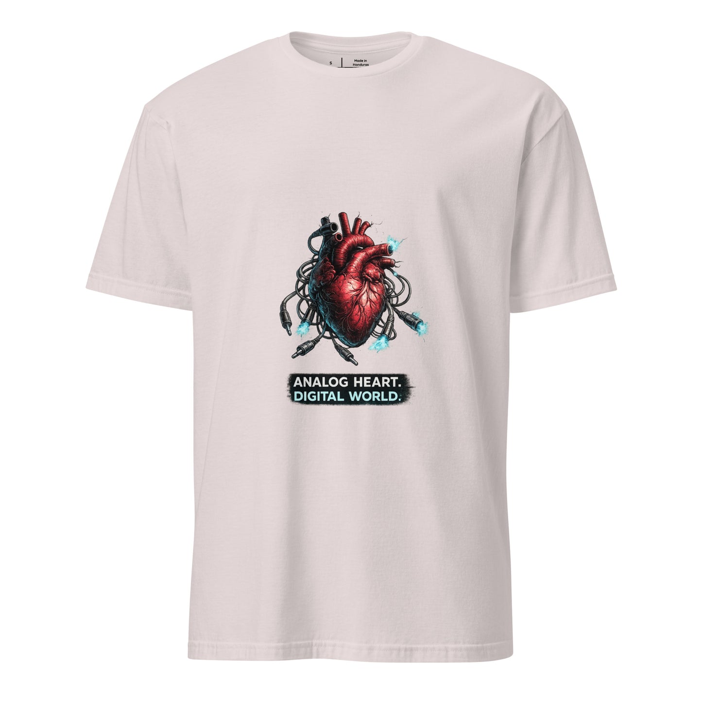 Analog Heart. Digital World. – Cyber Philosophy - Short-Sleeve Unisex T-Shirt - Graphic Tee - Ice Grey - Front