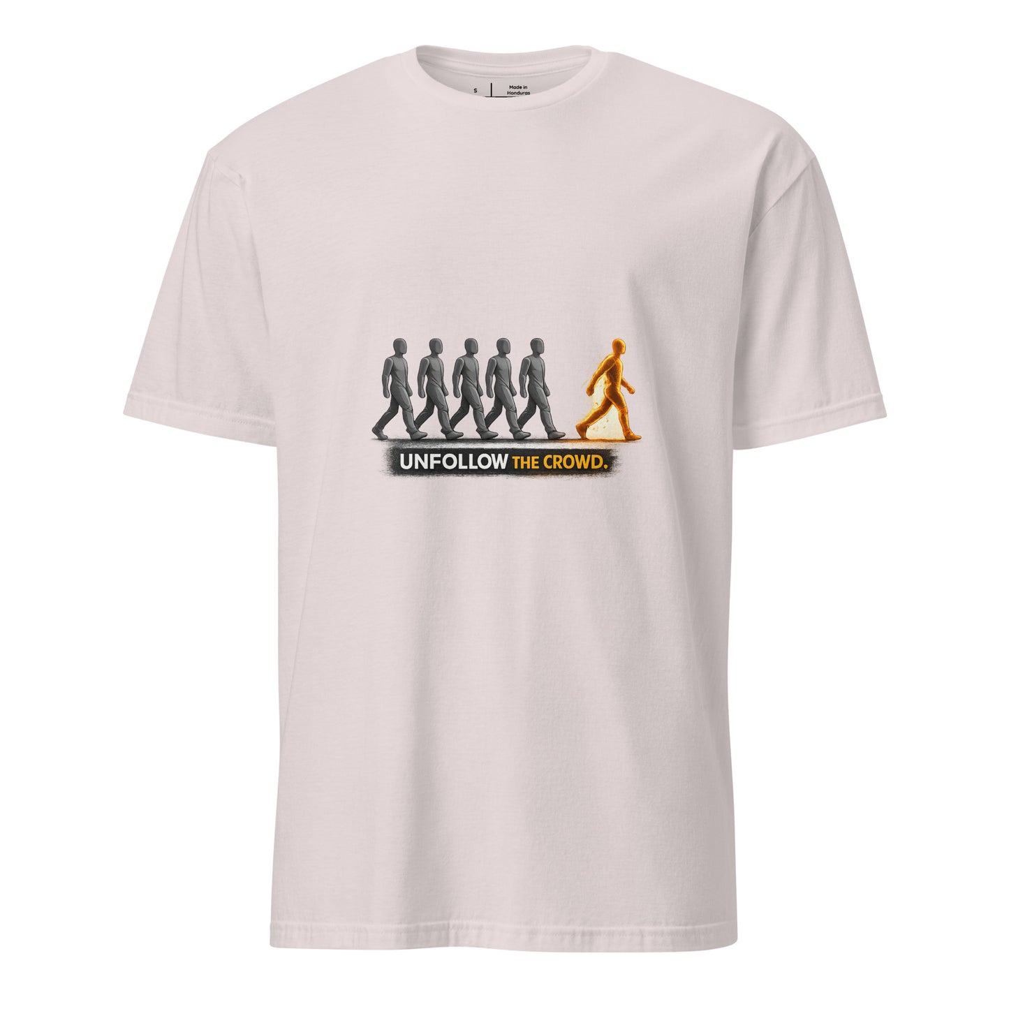 Crowd Unfollower – Individuality Statement - Short-Sleeve Unisex T-Shirt - Graphic Tee - Ice Grey - Front