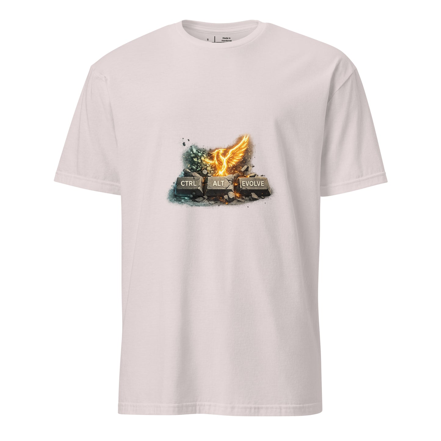 Ctrl + Alt + Evolve – Rebirth Mindset - Short-Sleeve Unisex T-Shirt - Graphic Tee - Ice Grey - Front