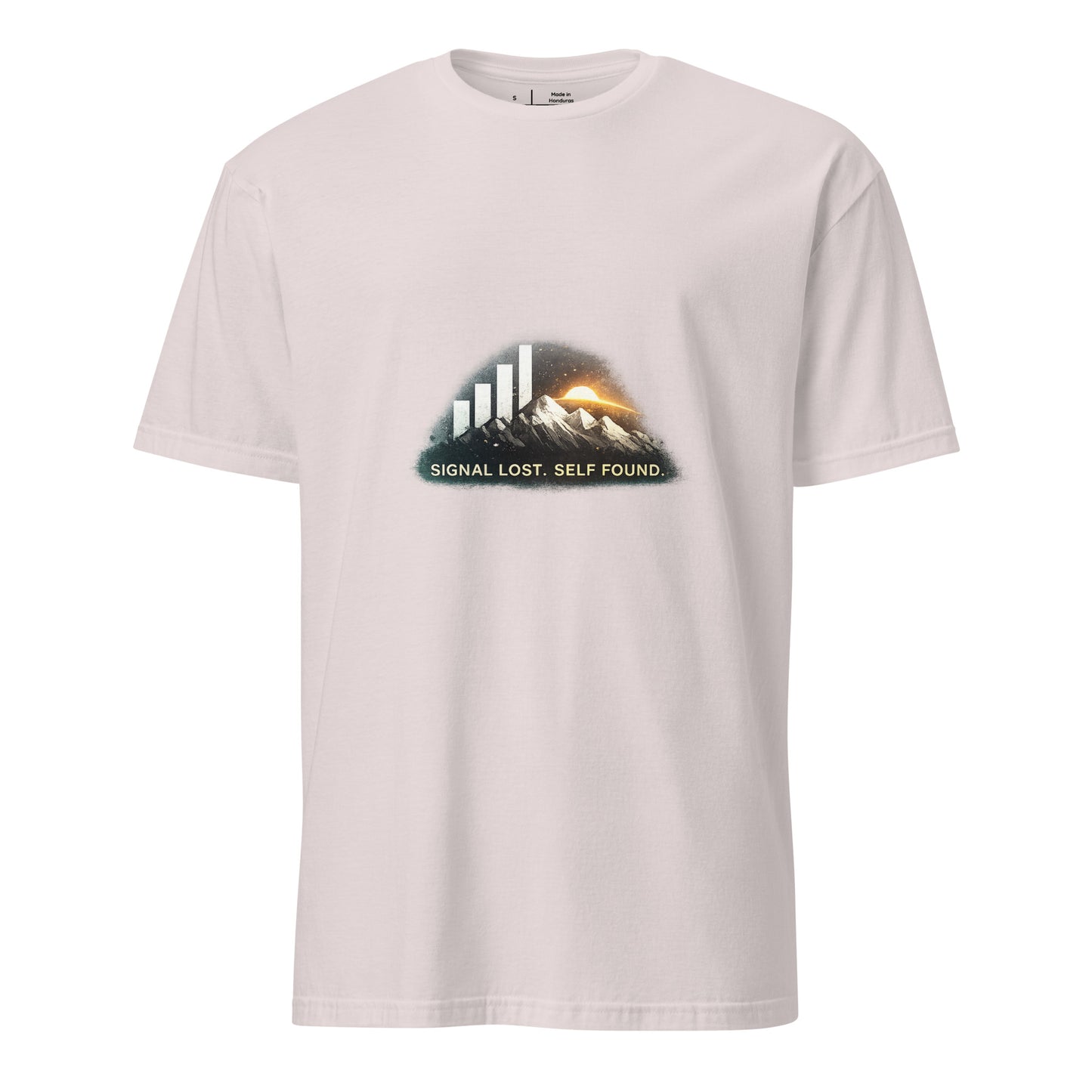 Signal Lost. Self Found. – Digital Detox - Short-Sleeve Unisex T-Shirt - Graphic Tee - Ice Grey - Front
