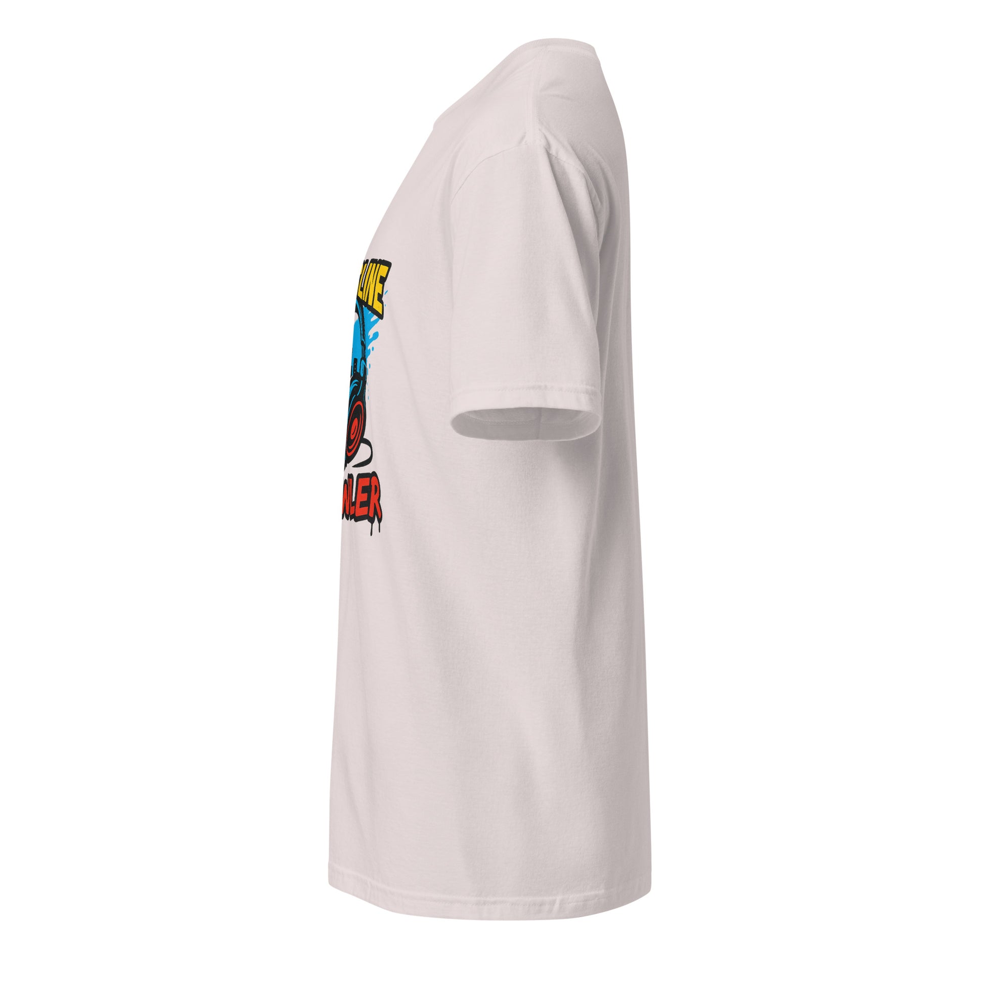 Bassline Brawler - Battle-Ready Beats - Short-Sleeve Unisex T-Shirt - Graphic Tee - Ice Grey - Left side