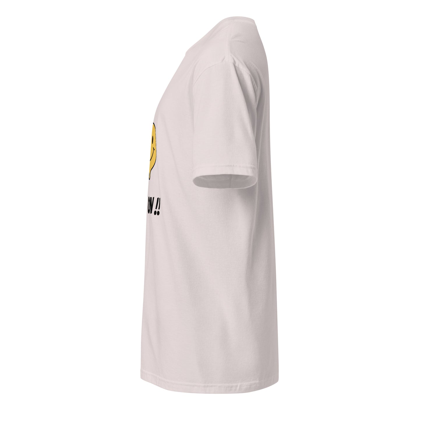 Rave On - Smiley Icon - Short-Sleeve Unisex T-Shirt - Graphic Tee - Ice Grey - Left side