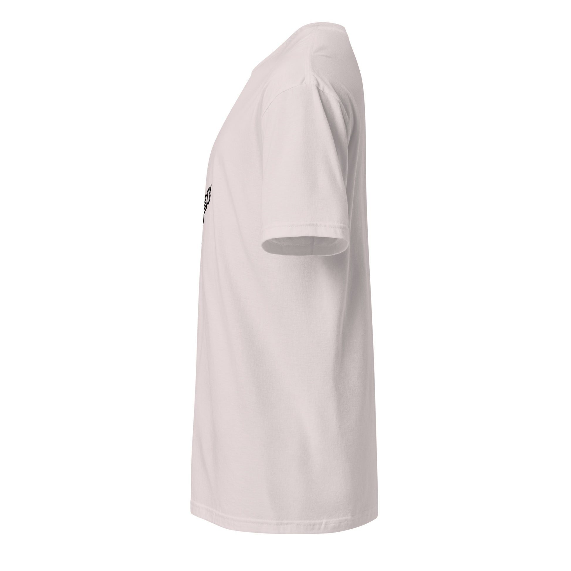 Blasta - Sci-Fi Minimalist Ray Gun - Short-Sleeve Unisex T-Shirt - Graphic Tee - Ice Grey - Left side