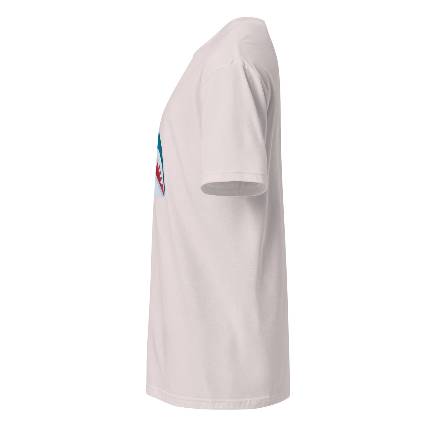 Mr Shark - Cartoon Jaws Pop-Up - Short-Sleeve Unisex T-Shirt - Graphic Tee - Ice Grey - Left side
