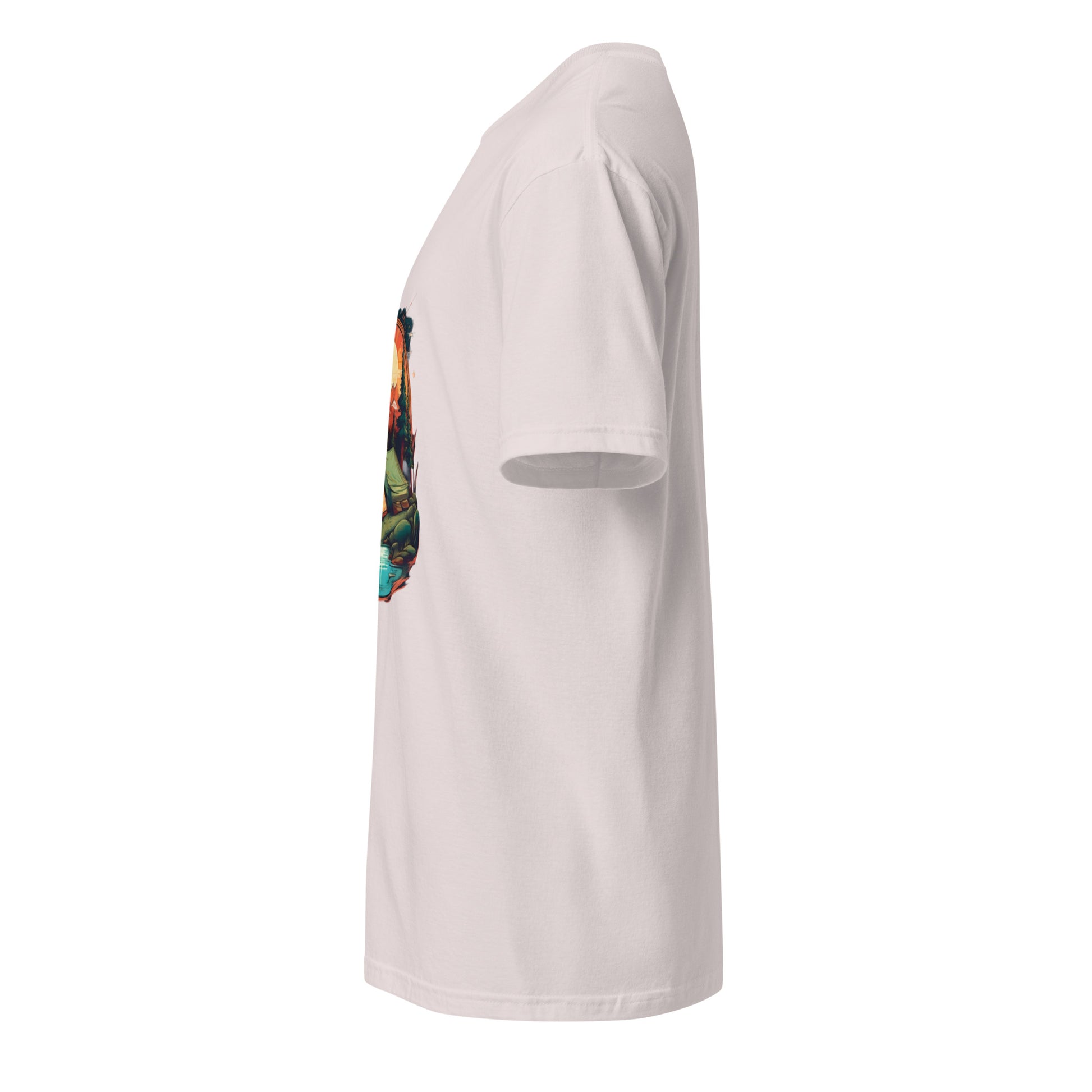 Golden Escape – Twin Tent Adventure - Short-Sleeve Unisex T-Shirt - Graphic Tee - Ice Grey - Left side
