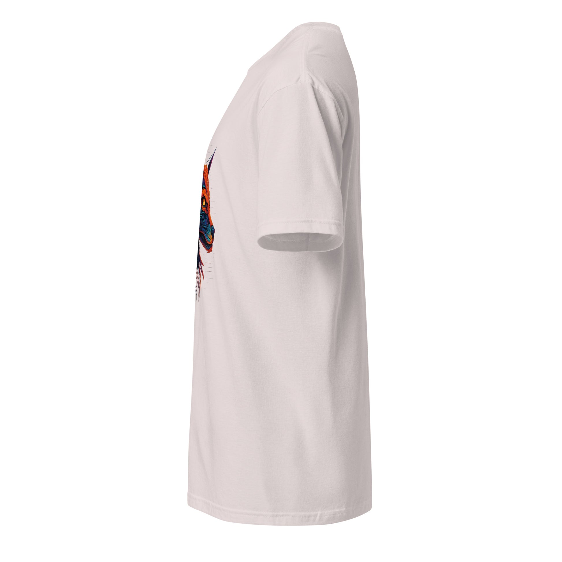  Cyber Fox – Neon Trickster - Short-Sleeve Unisex T-Shirt - Graphic Tee - Ice Grey - Left side