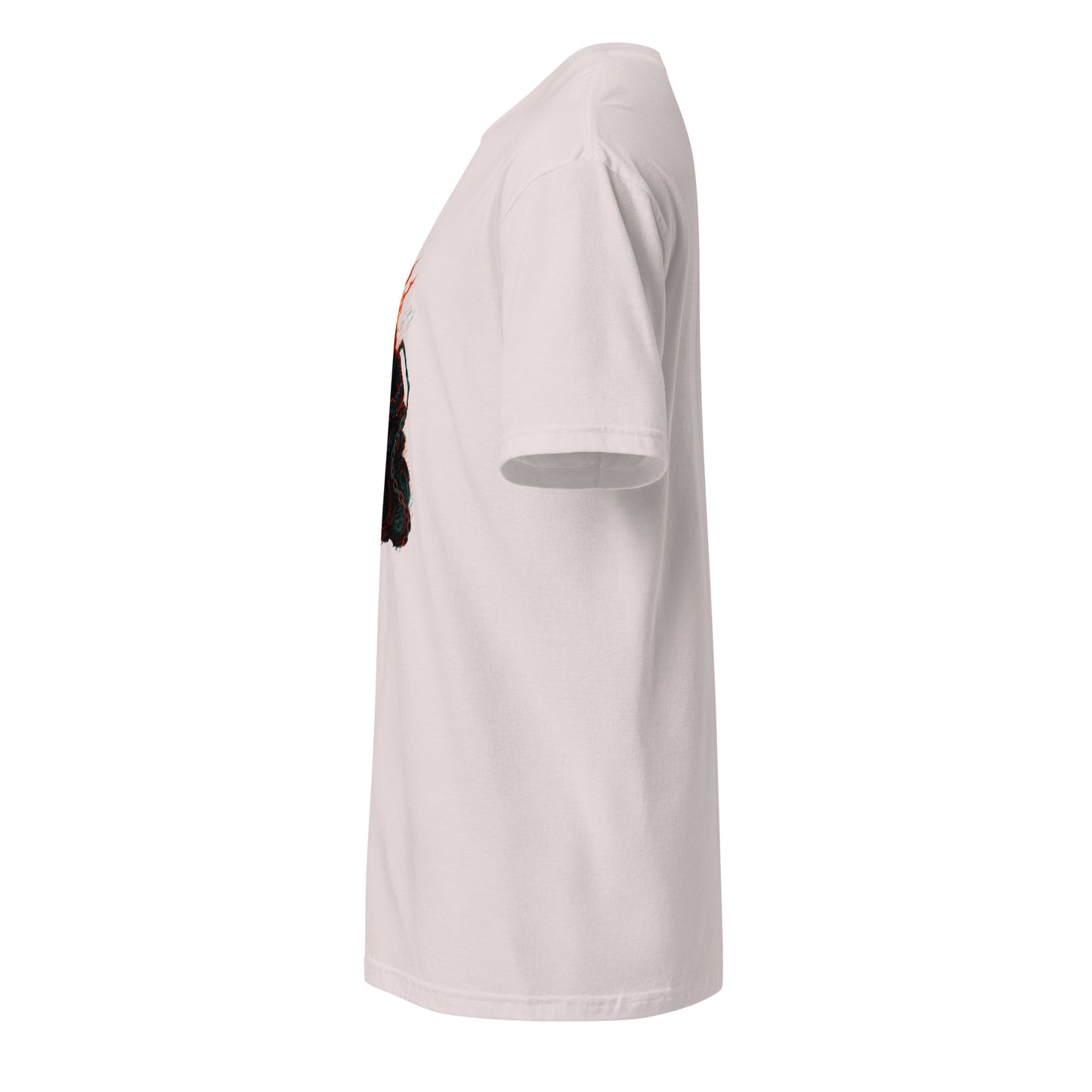 Cyber Pumpkin Rider – Futuristic Neon Halloween - Short-Sleeve Unisex T-Shirt - Graphic Tee - Ice Grey - Left side