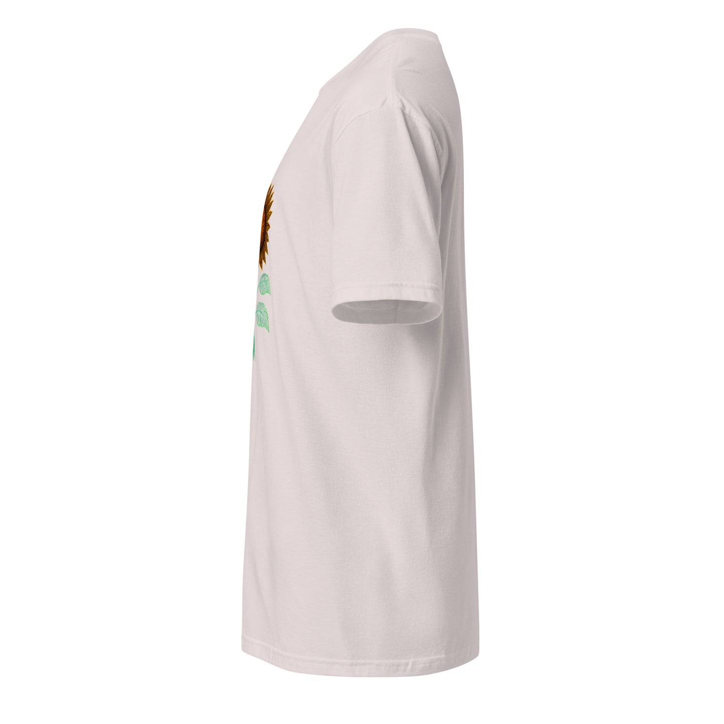 Circuitry Sunflower – Neon Tech Bloom - Short-Sleeve Unisex T-Shirt - Graphic Tee - Ice Grey - Left side