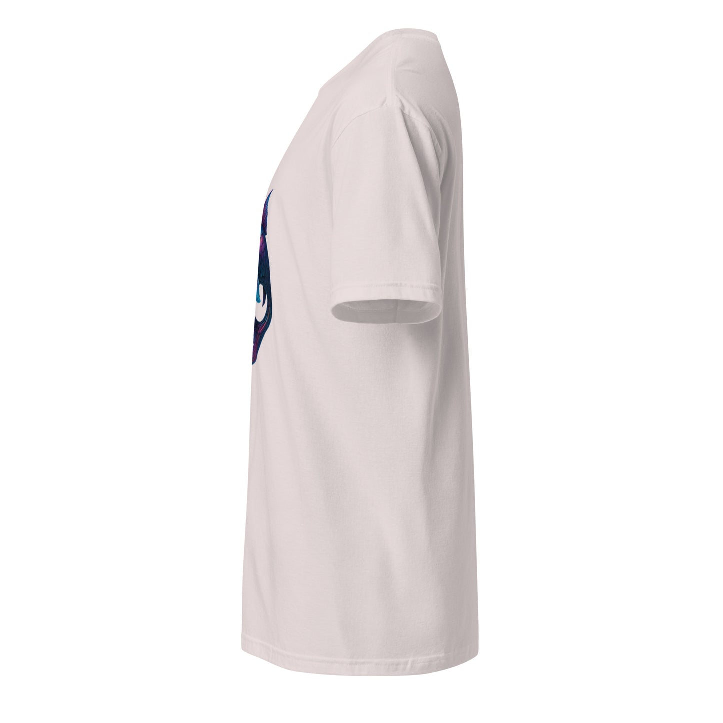 Cyber Koi – Neon Serenity - Short-Sleeve Unisex T-Shirt - Graphic Tee - Ice Grey - Left side