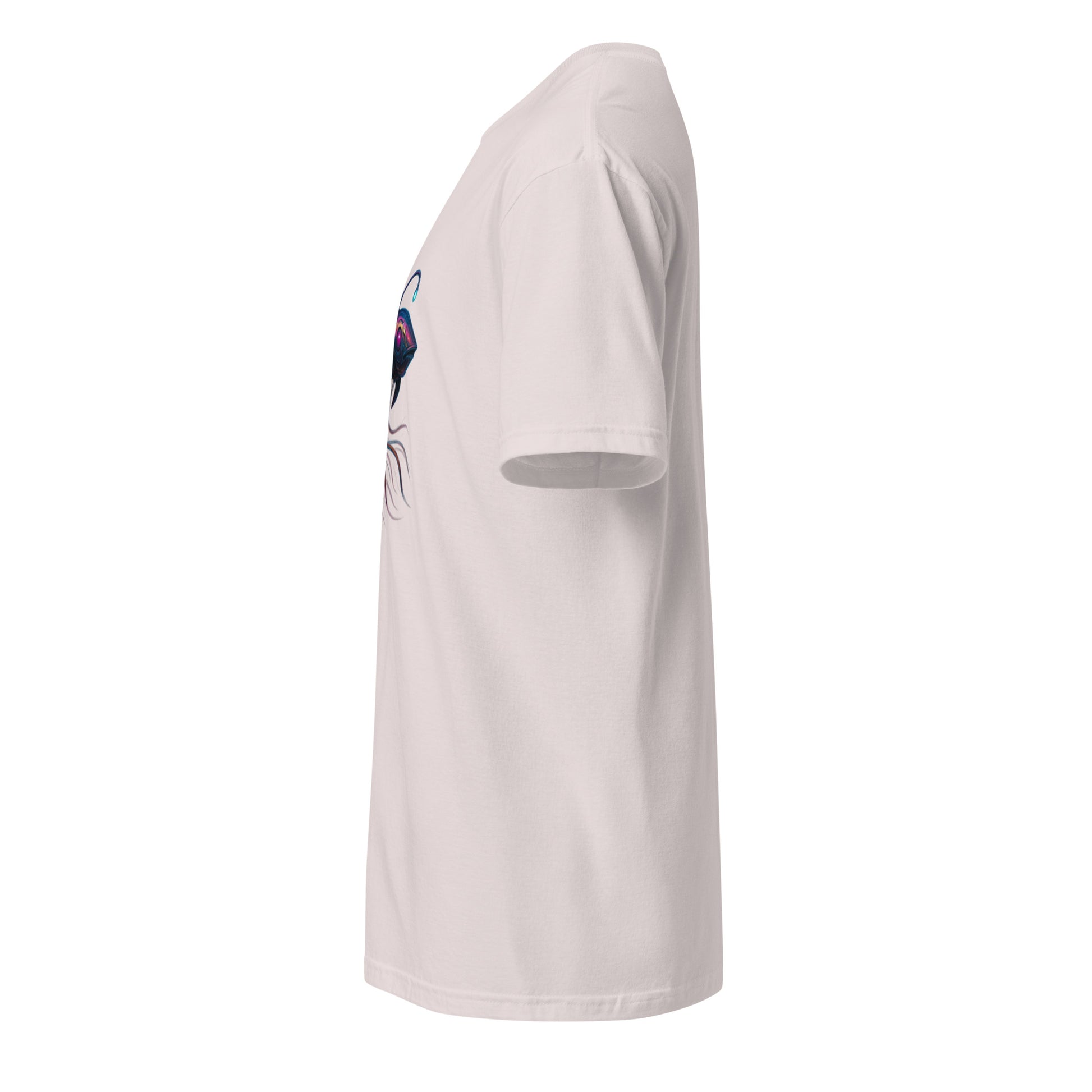 Cyber Squid – The Deep Tech Leviathan - Short-Sleeve Unisex T-Shirt - Graphic Tee - Ice Grey - Left side