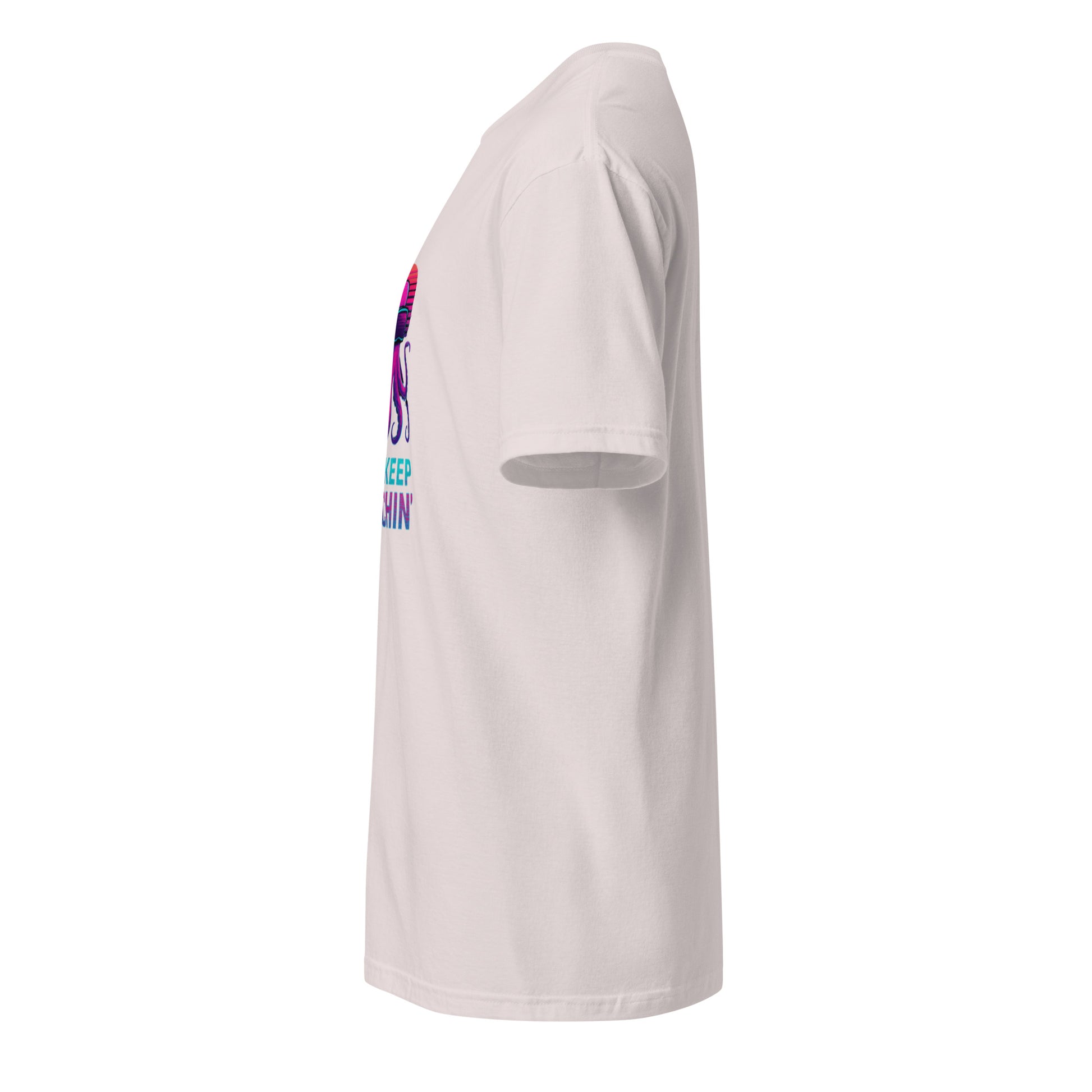 Just Keep Glitchin’ – Cyber Octopus VR - Short-Sleeve Unisex T-Shirt - Graphic Tee - Ice Grey - Left side