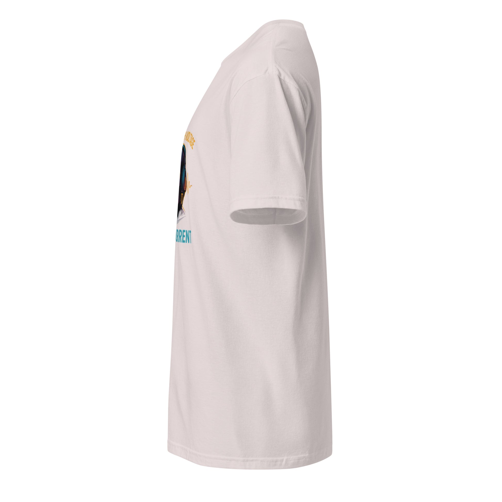 Lo-Fi, High Voltage – Cyberpunk Skull Music - Short-Sleeve Unisex T-Shirt - Graphic Tee - Ice Grey - Left side