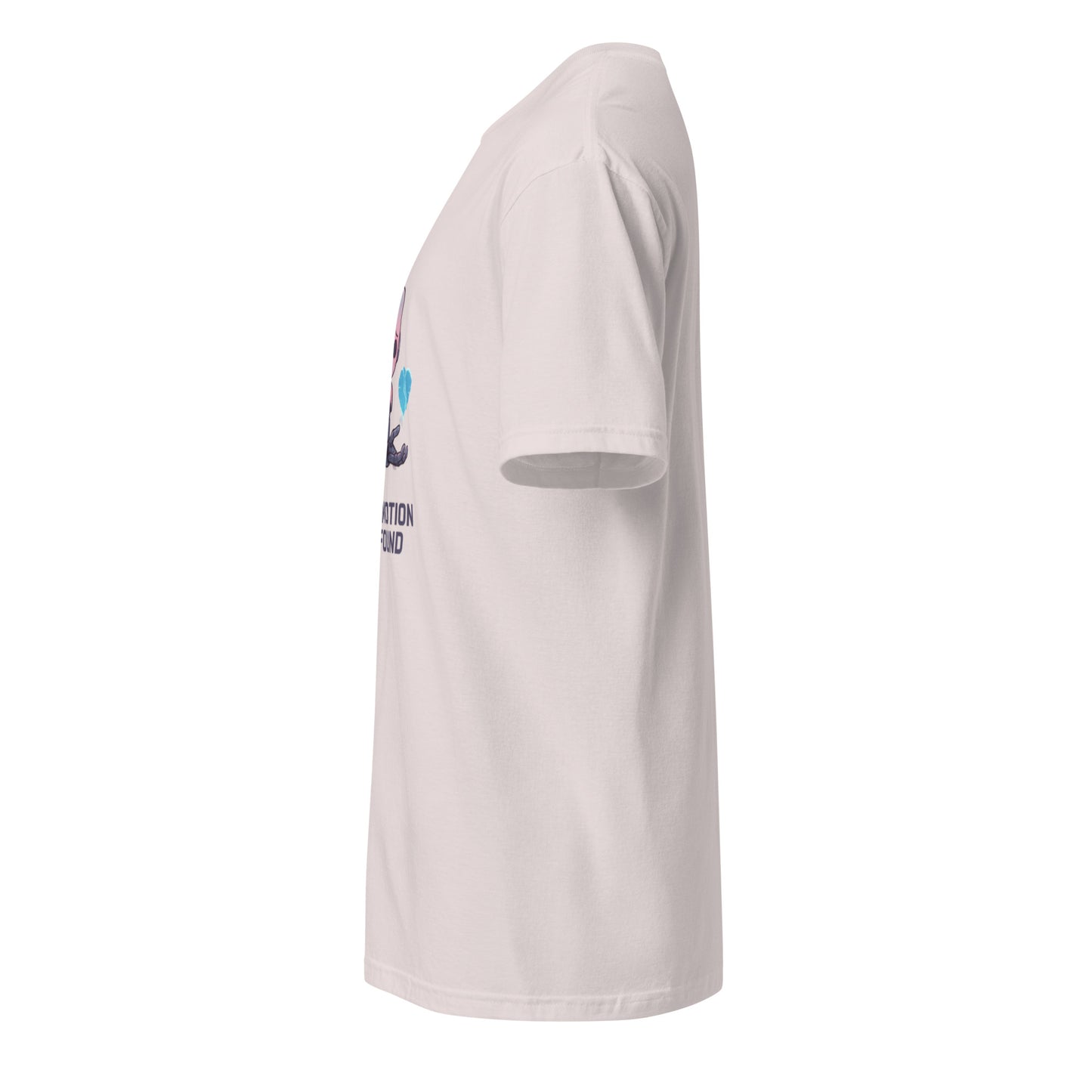 404: Emotion Not Found – Glitch Heart Robot  - Short-Sleeve Unisex T-Shirt - Graphic Tee - Ice Grey - Left side