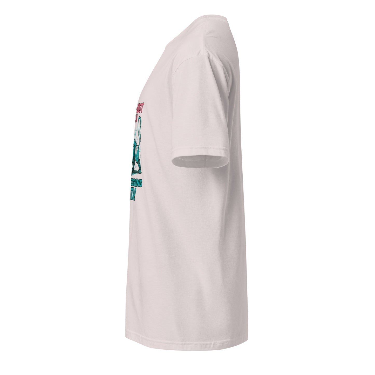 Neko-Bot Mk. II – “Purr-cessing Data…” - Short-Sleeve Unisex T-Shirt - Graphic Tee - Ice Grey - Left side